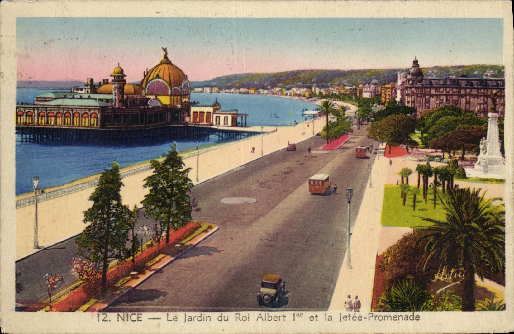 VINTAGE POSTCARD Nice the Garden of King Albert 1st and the Pier Walk