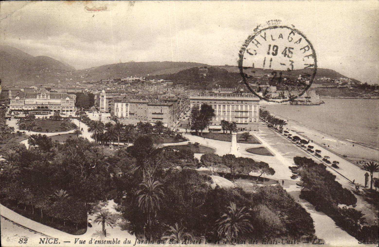 POSTAL Niza D vista de la VENDIMIA junto del jardin de rey Albert 1r y del muelle de los Estados Unidos