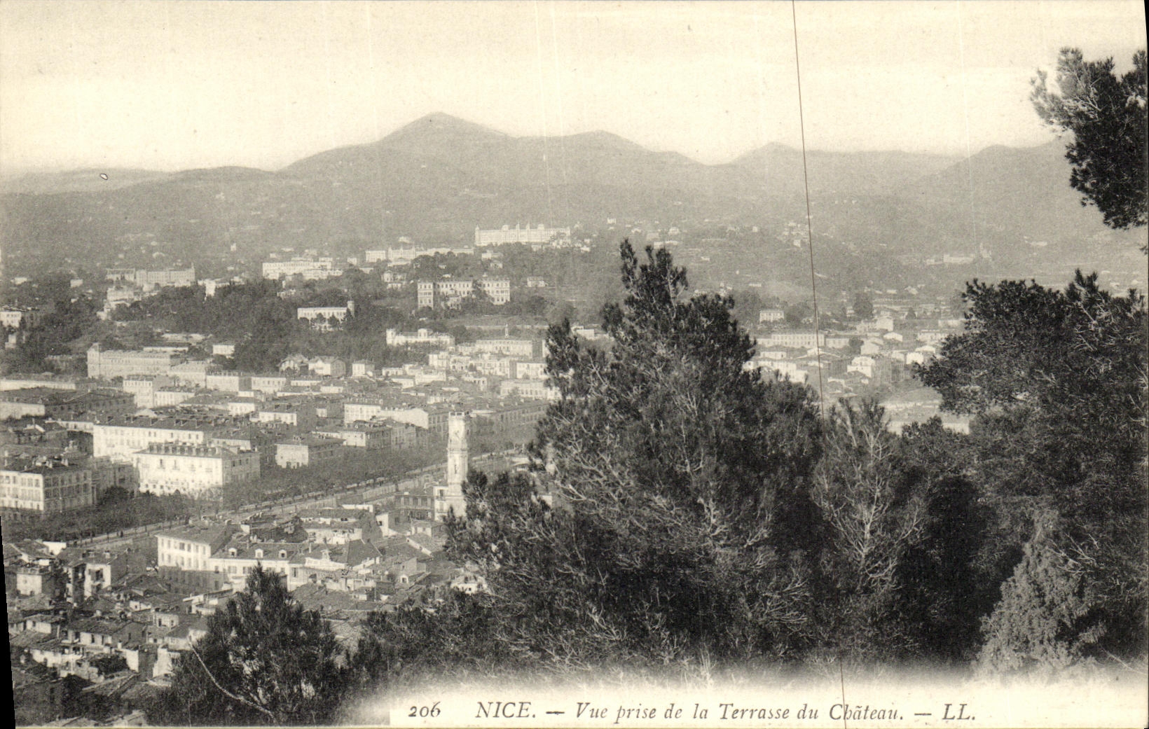 POSTAL de la VENDIMIA Niza vista de la terraza del castillo