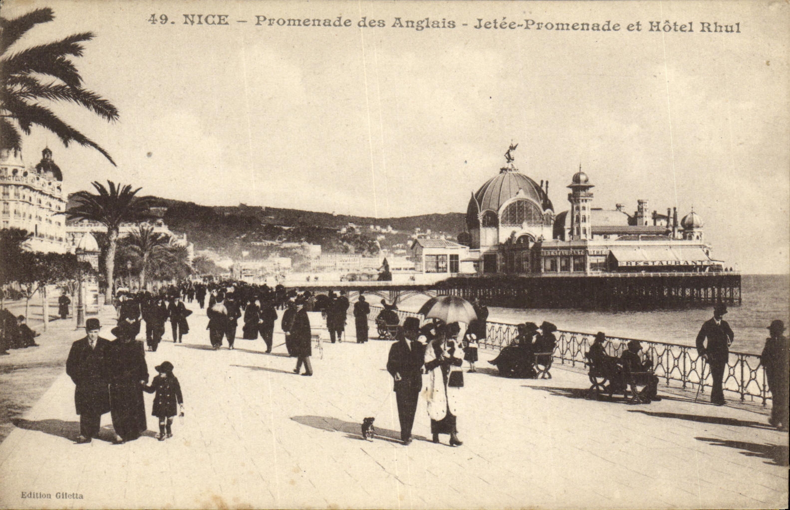 VINTAGE POSTCARD Nice Walk of the English Thrown Walk and Rhul Hotel