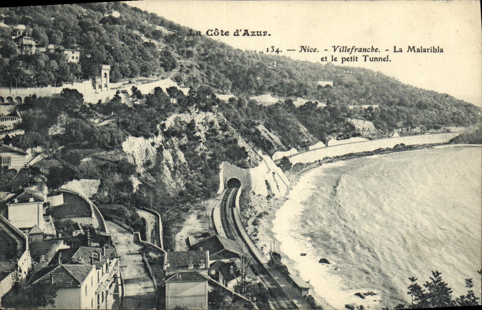POSTAL Niza Villefranche Malaribla de la VENDIMIA y el pequeno túnel