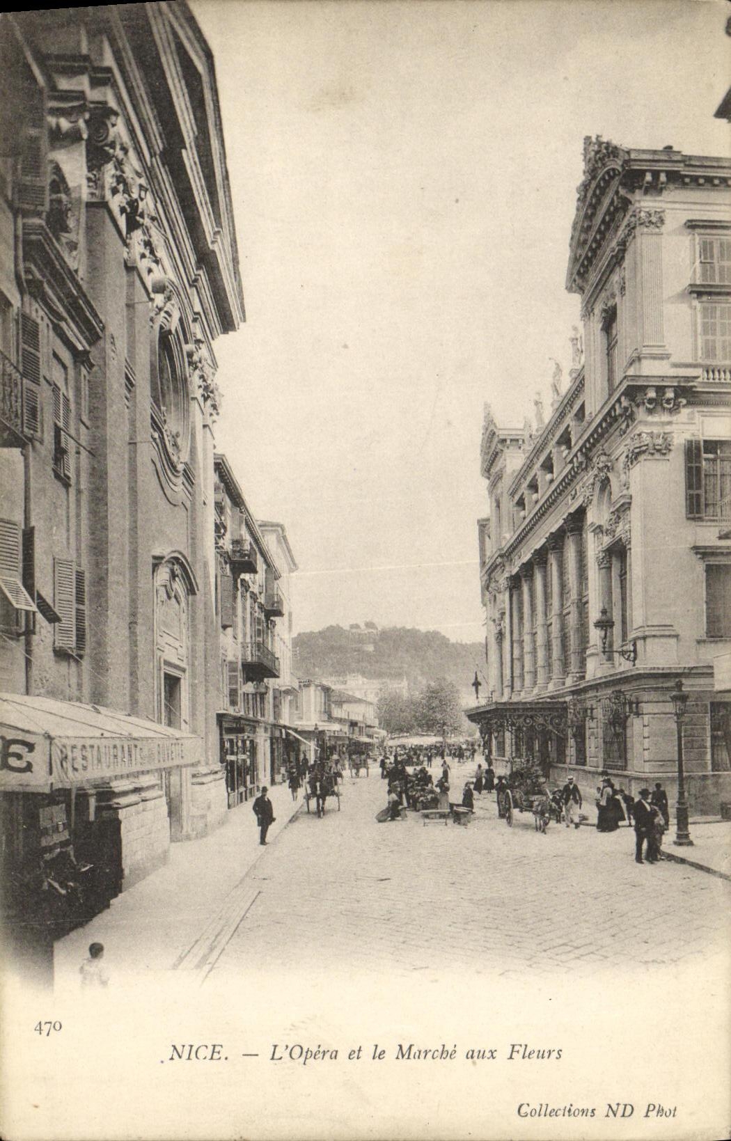 POSTAL Niza L de la VENDIMIA funcionada y mercado con las flores