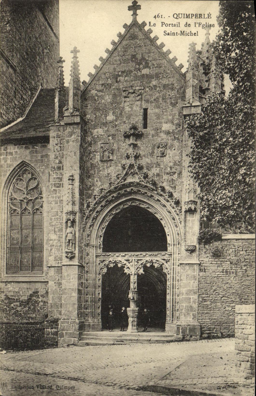 VINTAGE POSTCARD Quimperle the Gate of L Church Saint Michel
