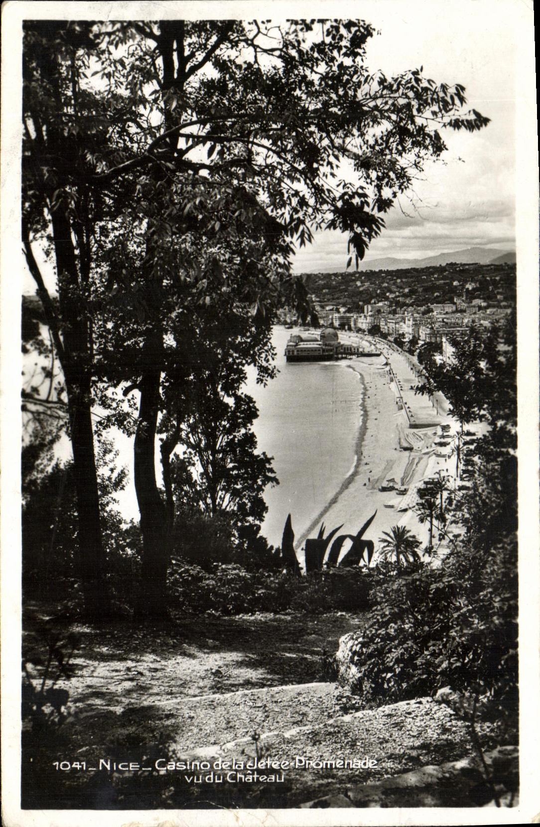 Casino de la POSTAL de la VENDIMIA Niza de la caminata del embarcadero vista del castillo