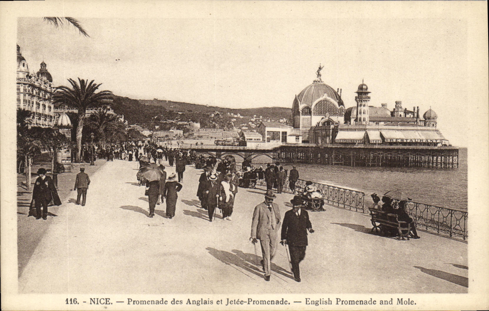 VINTAGE POSTCARD Nice Walk of the English and Pier Walk Church
