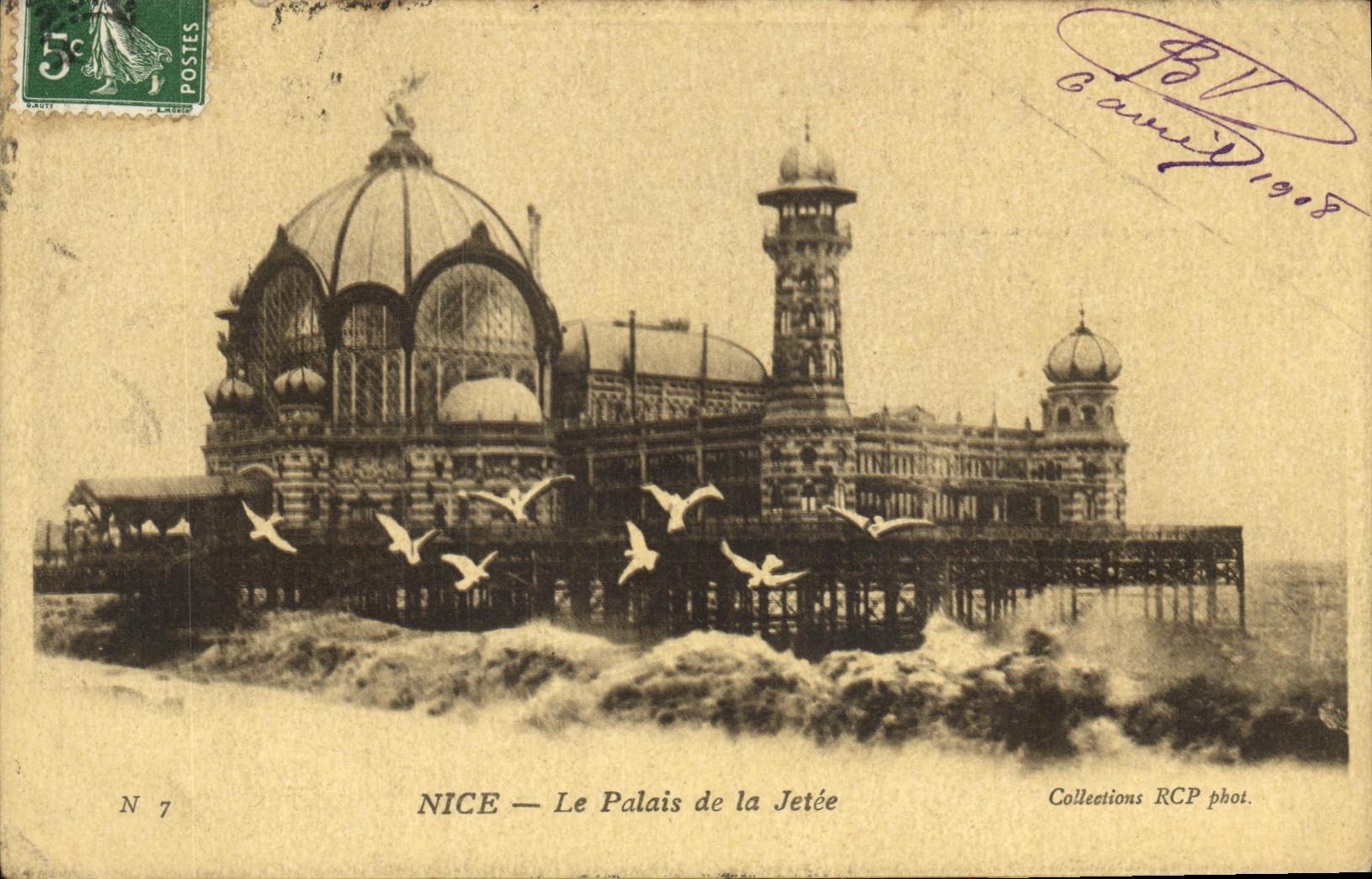 VINTAGE POSTCARD Nice the Palate of the Pier Gulls