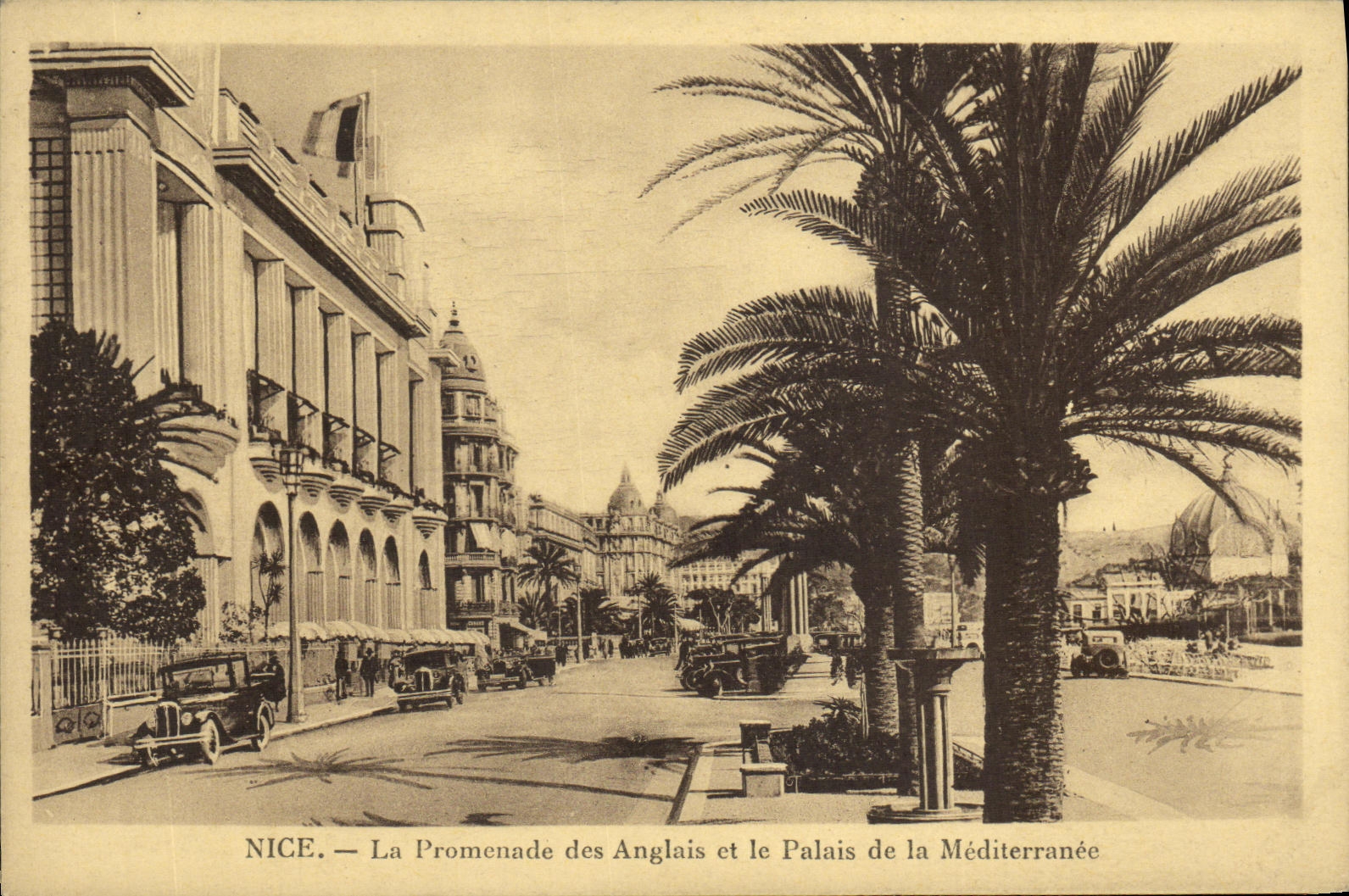 VINTAGE POSTCARD Nice Panoramic View of the English and the Palate of Mediterrane