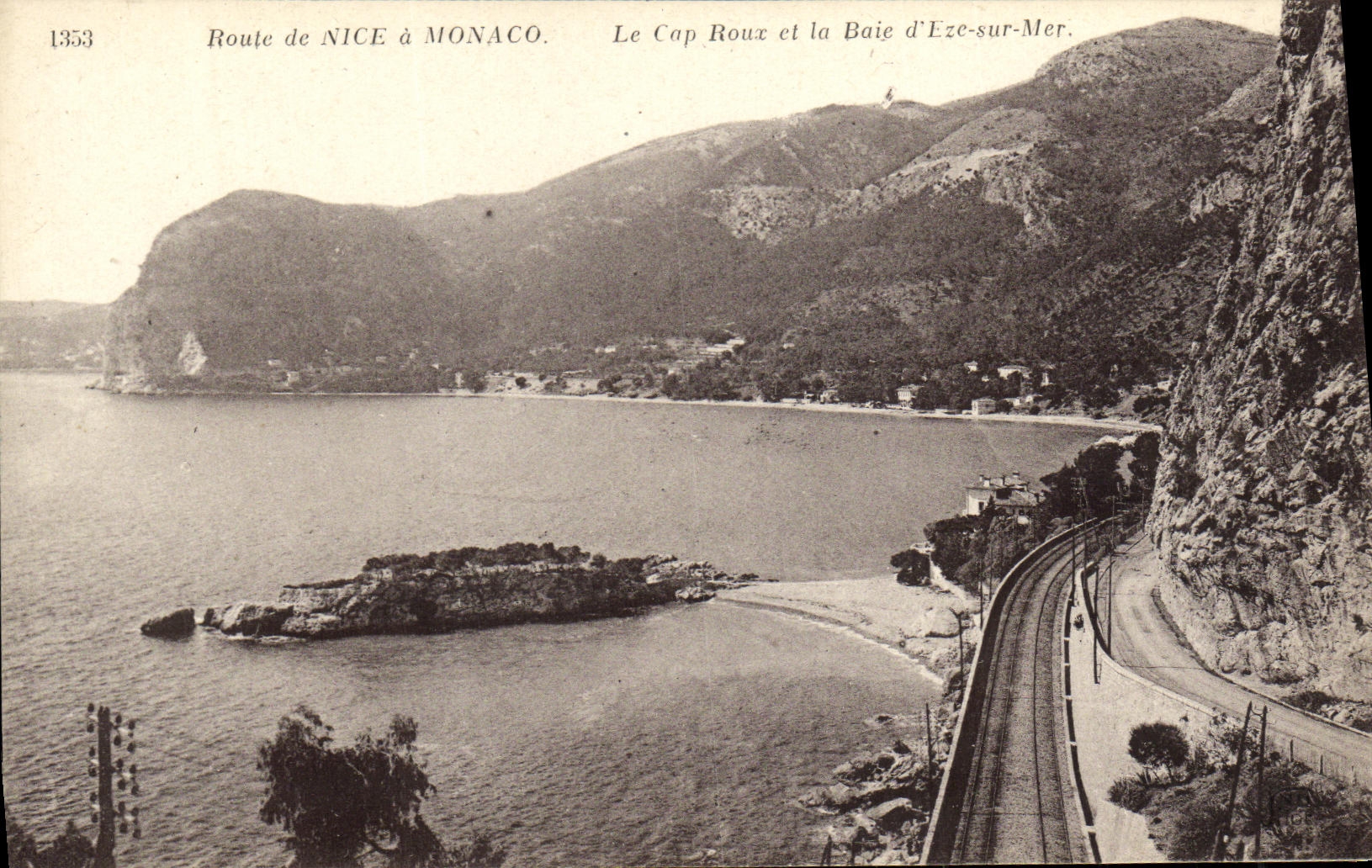 VINTAGE POSTCARD Road of Nice Monaco the Russet red Cape and the Bay D Eze on Sea