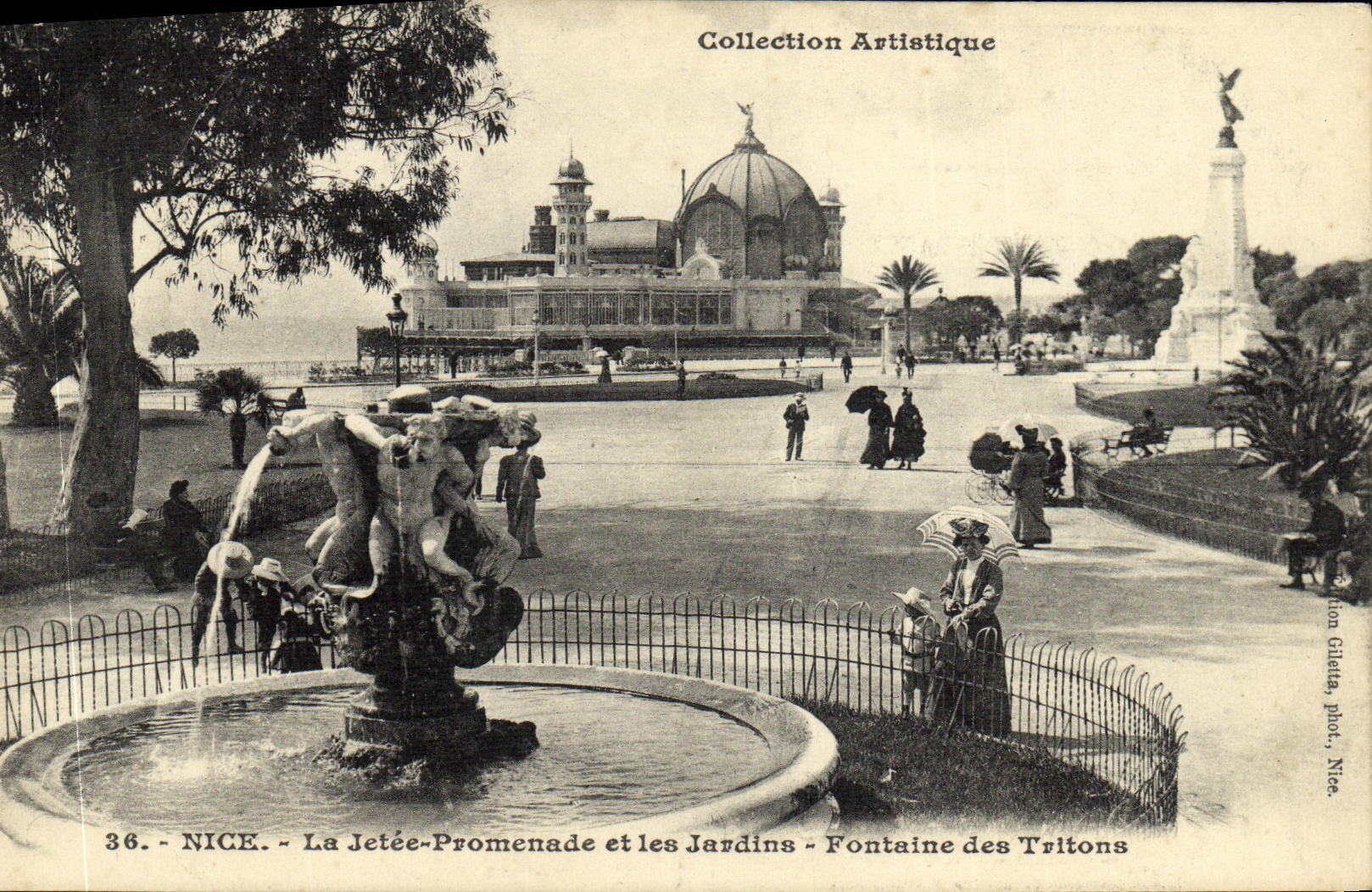 VINTAGE POSTCARD Nice the Pier Walk and the Gardens Fountain of the Tritons