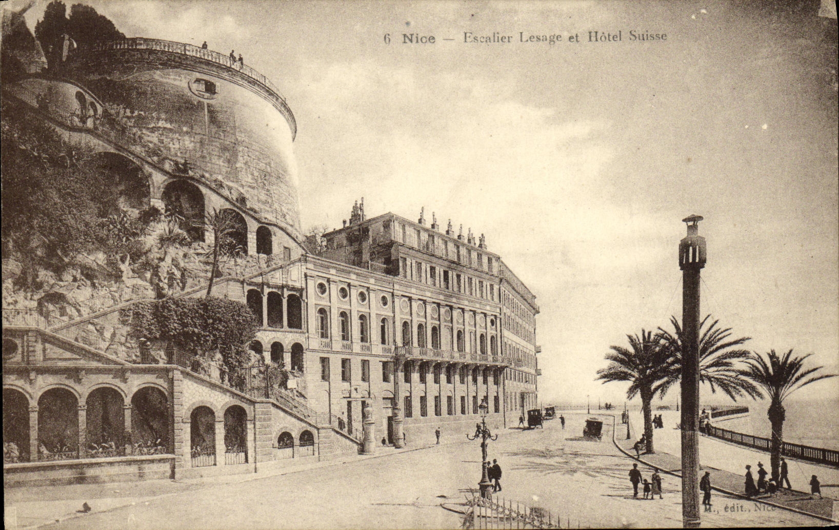 CPA Nice Escalier Lesage et Hotel Suisse