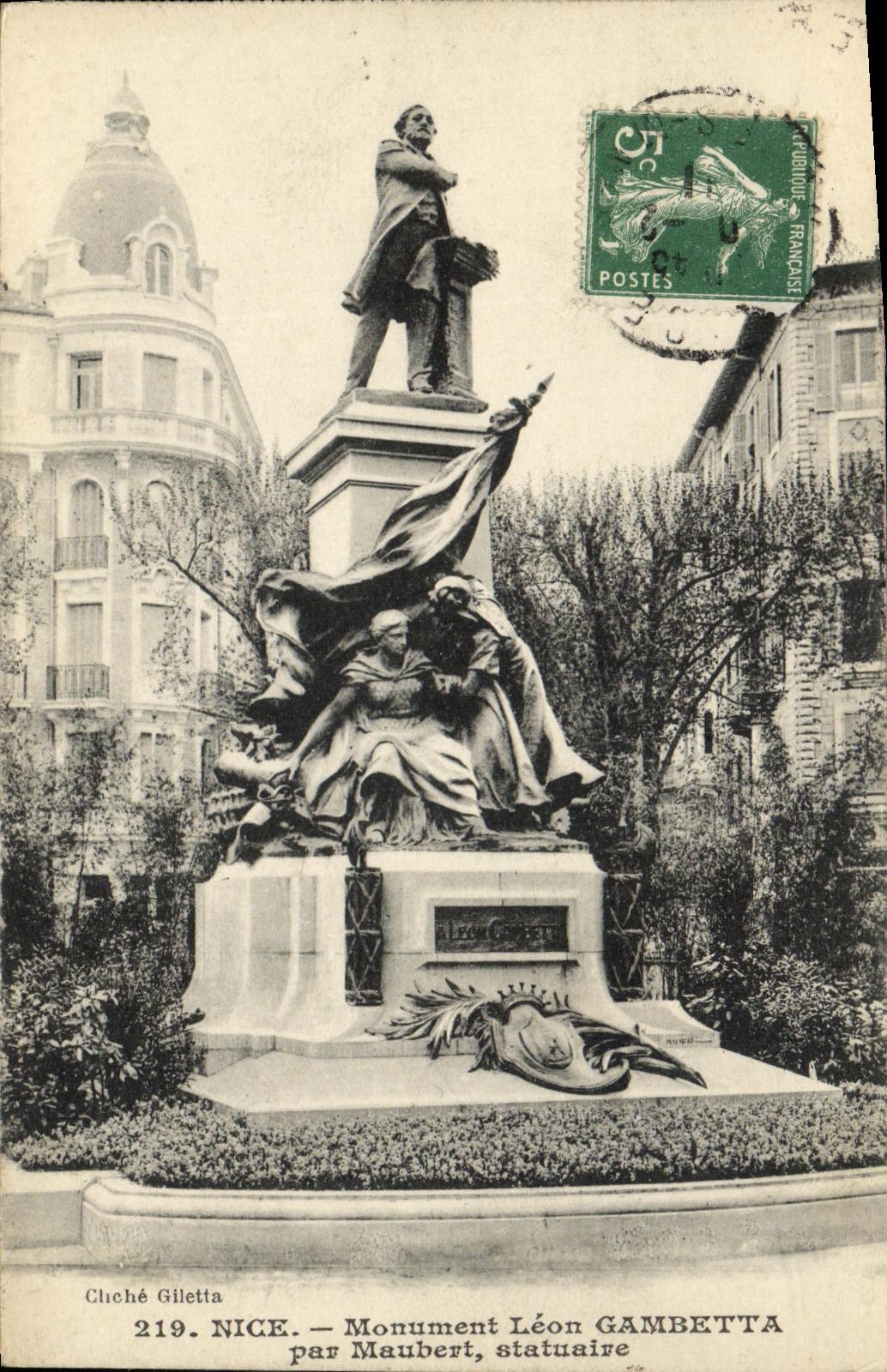 CPA Nice Monument Leon Gambetta Par Maubert statuaire