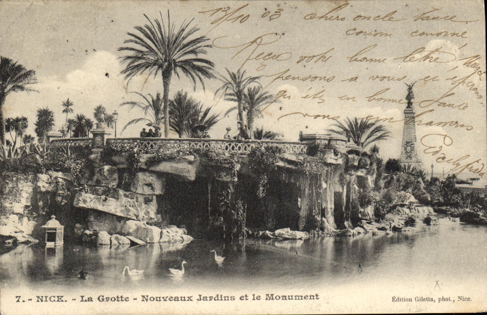 CPA Nice La Grotte Nouveaux Jardins et le Monument