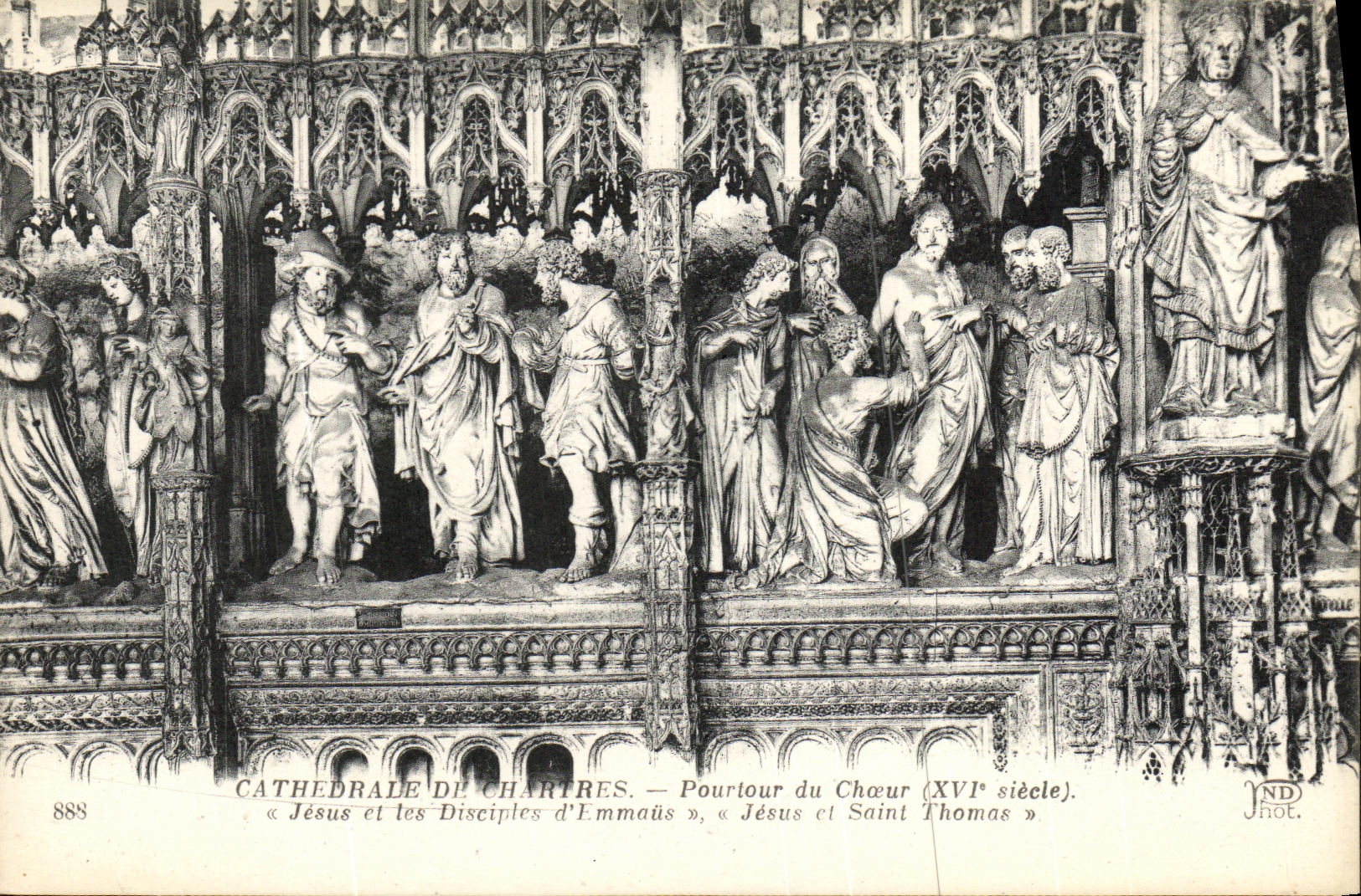 CPA Cathedrale de Chartres Pourtour du Choeur XVl e siecle Jesus et les disciples d Emmaus Jesus et Saint Thomas