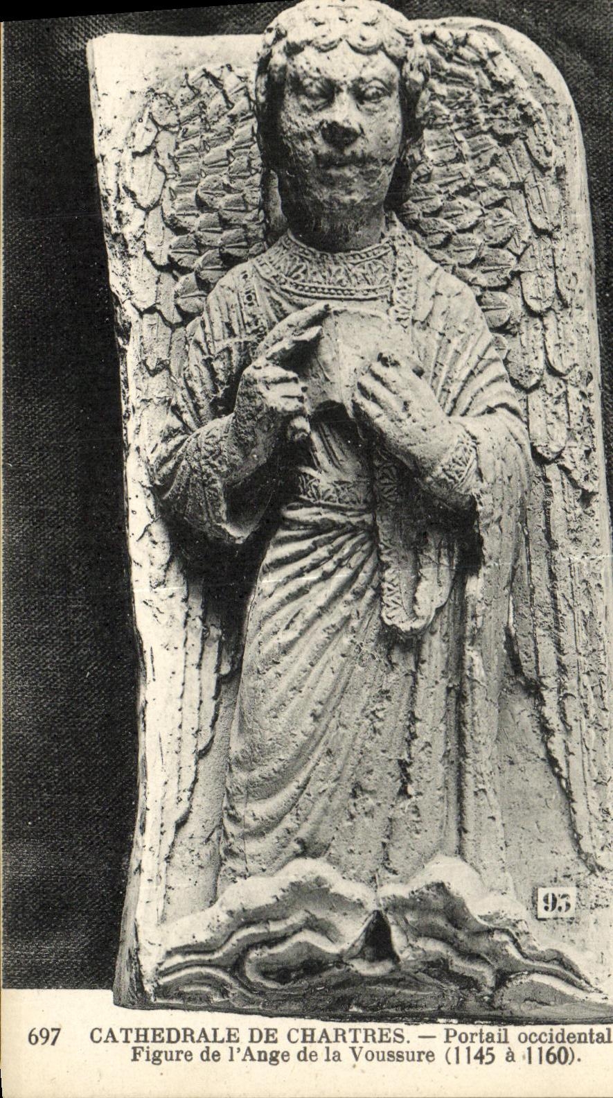 CPA Cathedrale de Chartres Portail occidental Figure de l Ange de la Voussure