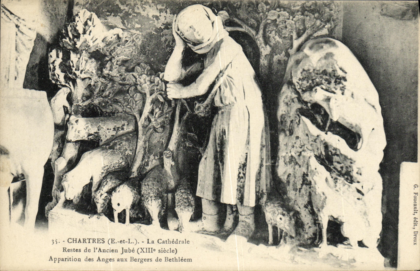 CPA Chartres La Cathedrale Restes de l Ancien Jube Apparition des anges aux bergers de Bethleem