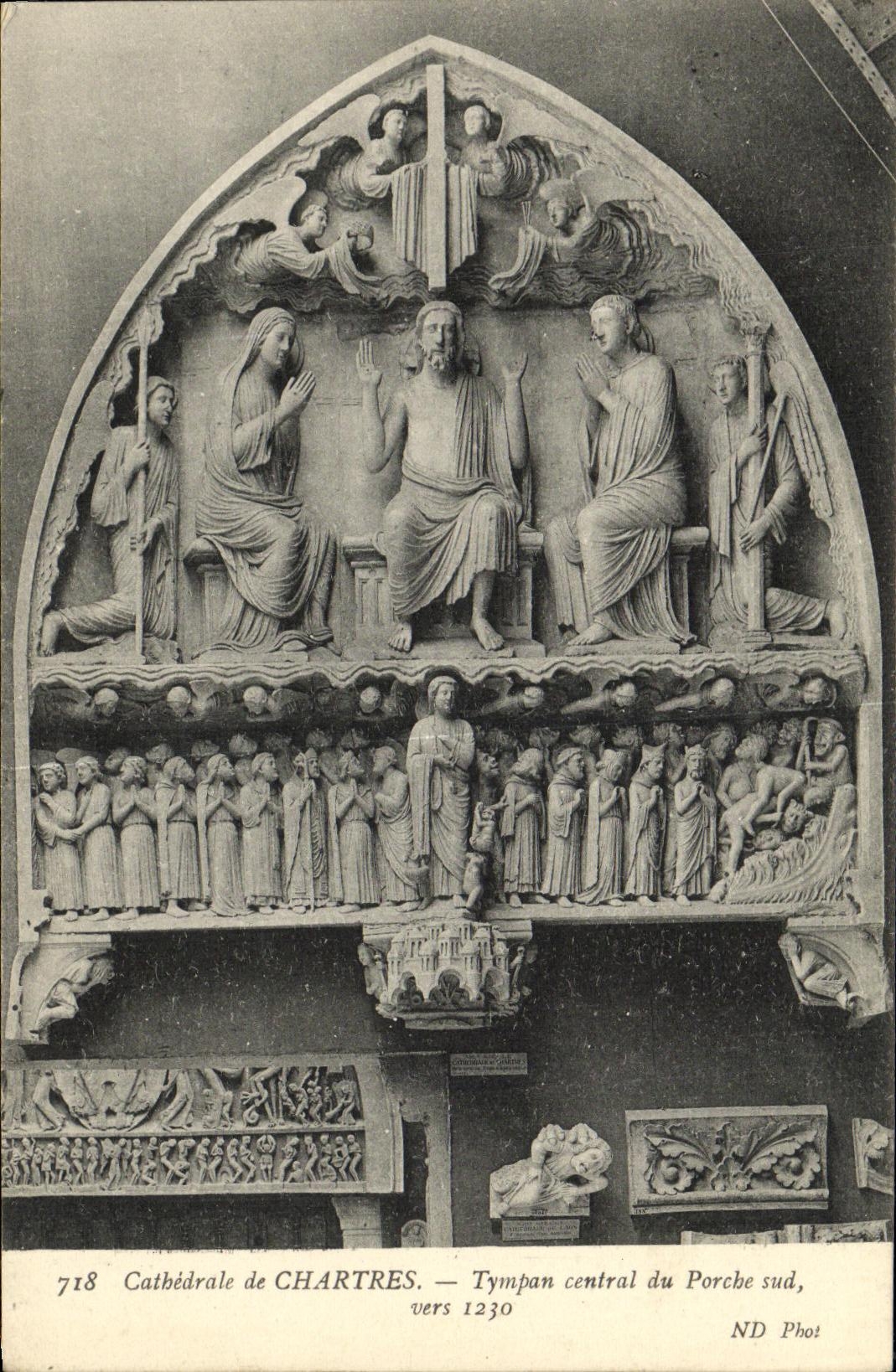 CPA Cathedrale de Chartres Tympan central Porche sud vers 1230