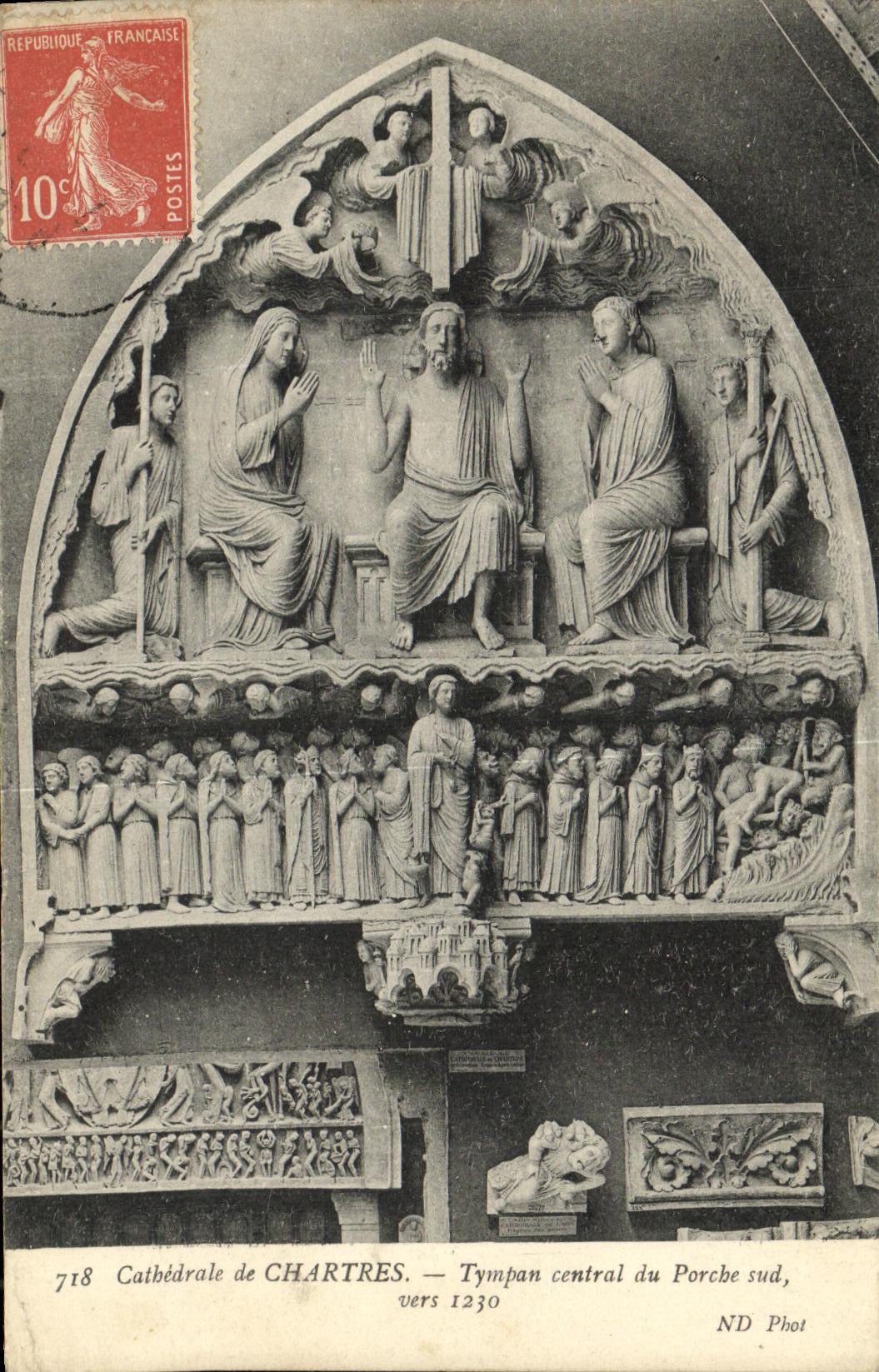 CPA Cathedrale de Chartres Tympan central du Porche sud vers 1230