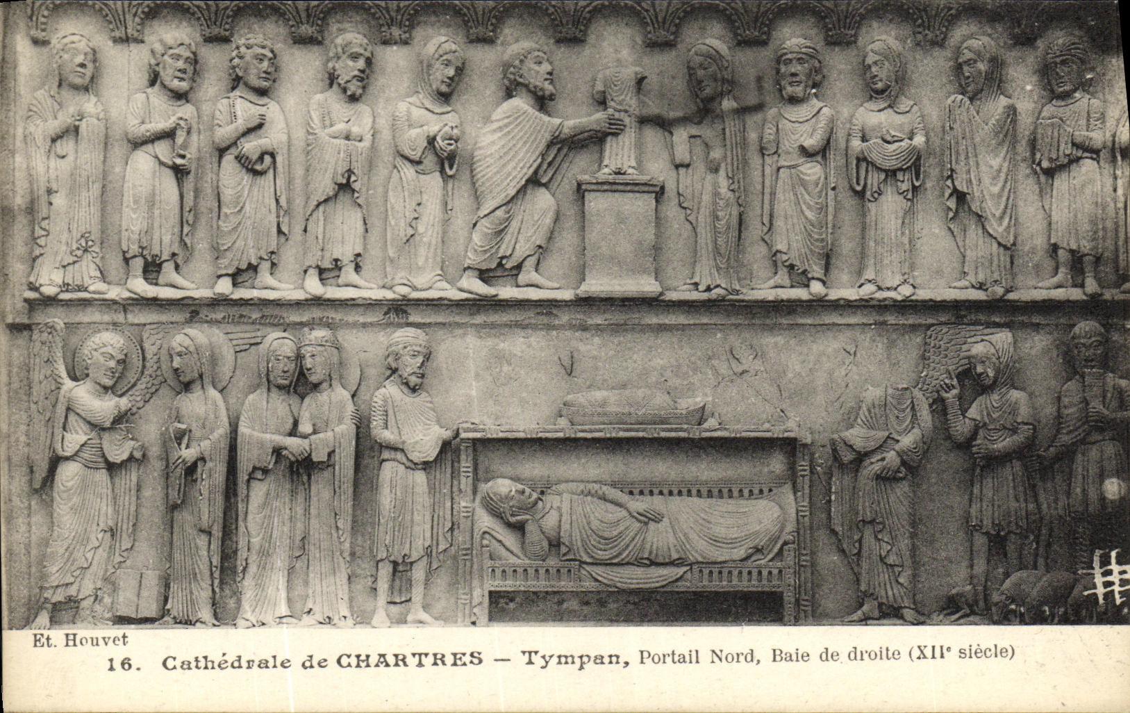 CPA Cathedrale de Chartres Tympan Portail Nord Baie de droite Xll e siecle