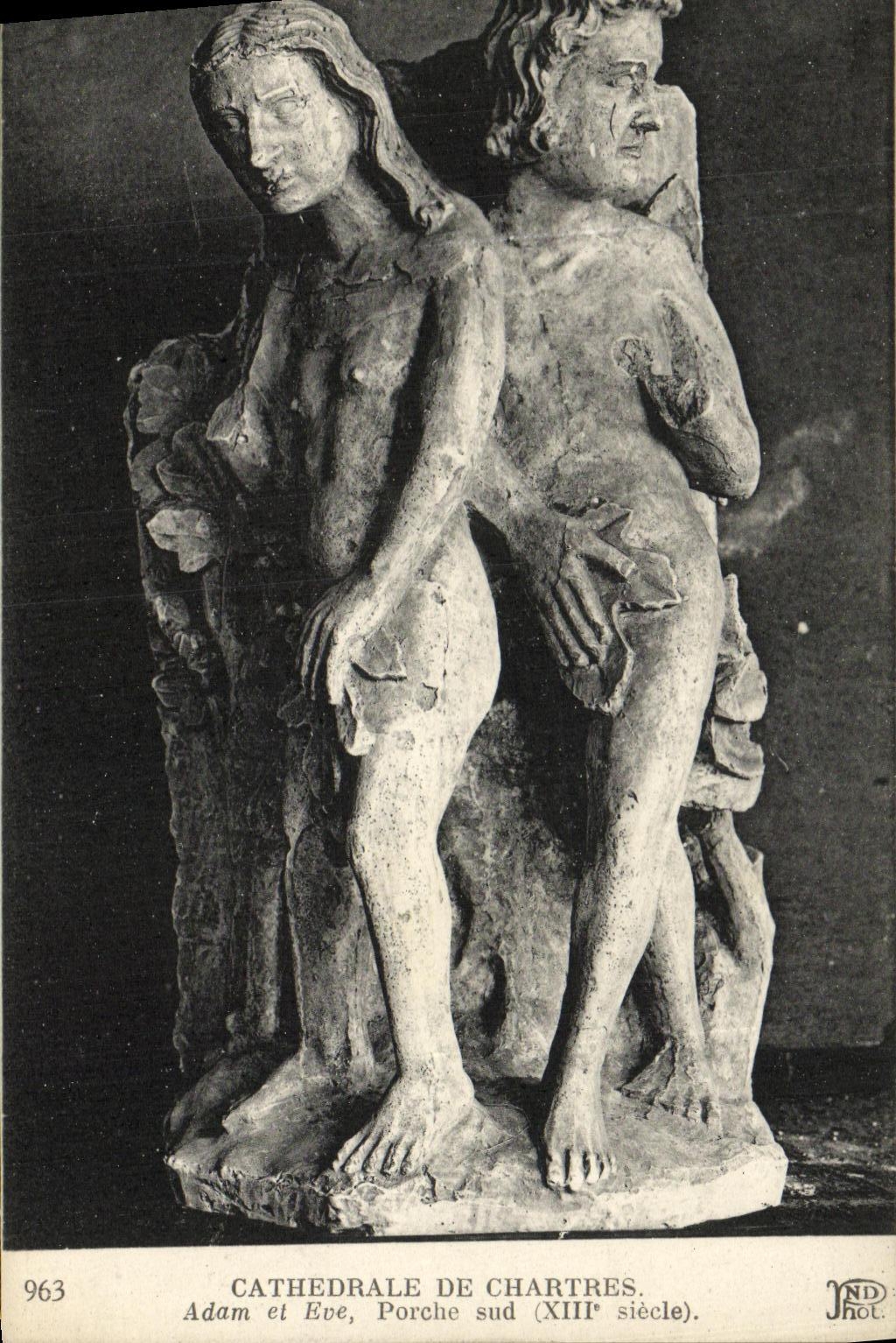 CPA Cathedrale de Chartres Adam et Eve