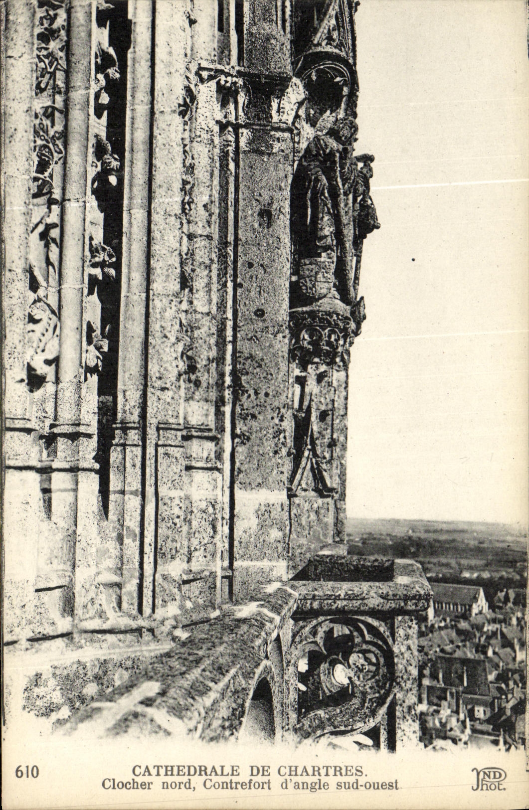 CPA Cathedrale de Chartres Clocher nord Contrefort d angle sud ouest