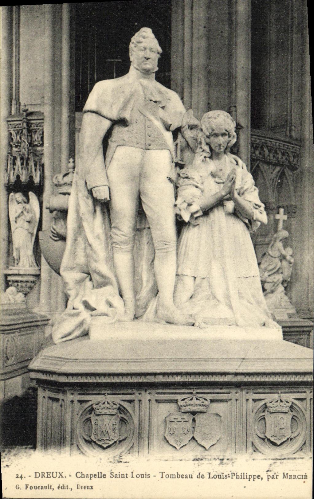 Tumba de St  Louis de la camara acorazada de Dreux de la POSTAL de la VENDIMIA de Louis Felipe Mercie