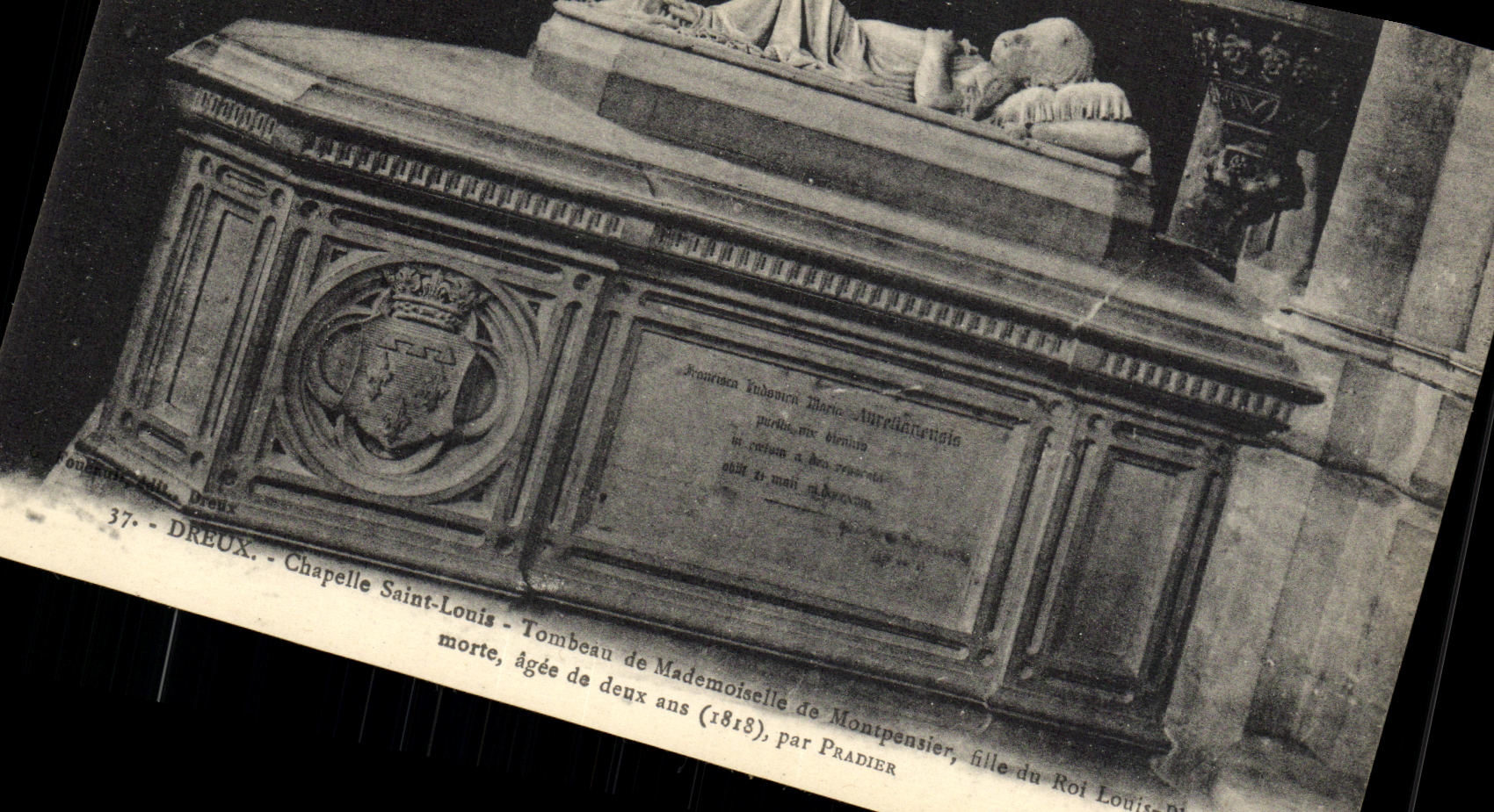 VINTAGE POSTCARD Dreux Vault Saint Louis Tomb of Miss de Montpensier girl of king Louis Philippe