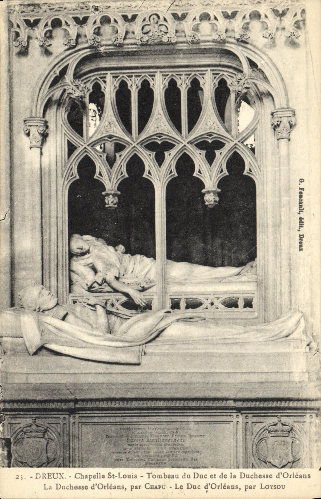 Duque de la tumba de St  Louis de la camara acorazada de Dreux de la POSTAL de la VENDIMIA y de la duquesa D Orleans