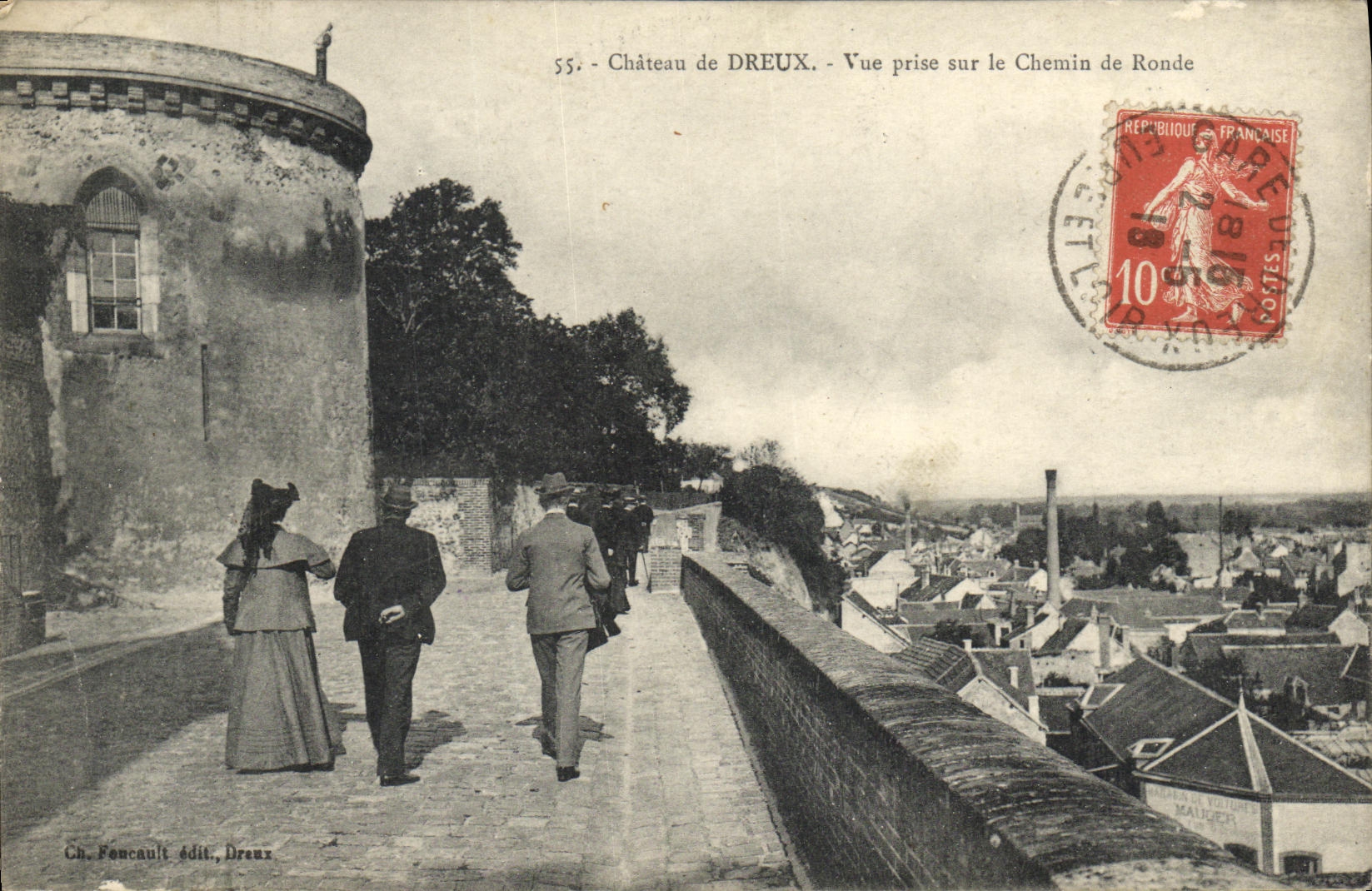 Camara acorazada de Dreux de la POSTAL de la VENDIMIA vista en la manera cubierta