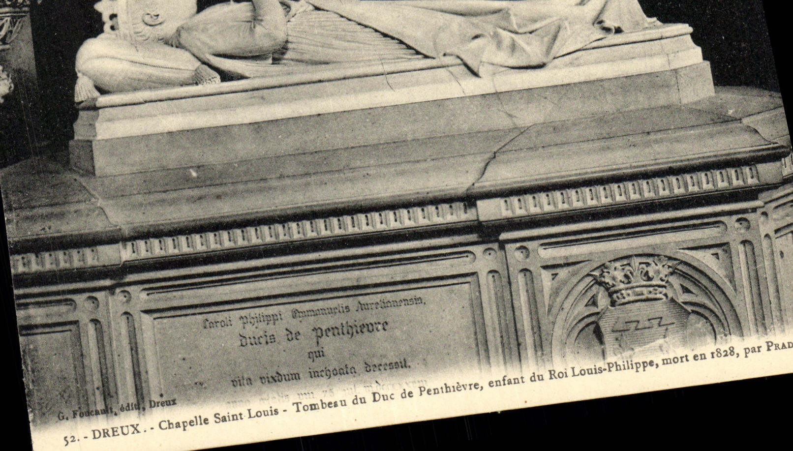 Tumba de Dreux La Chapelle St  Louis de la POSTAL de la VENDIMIA del duque de Penthievre