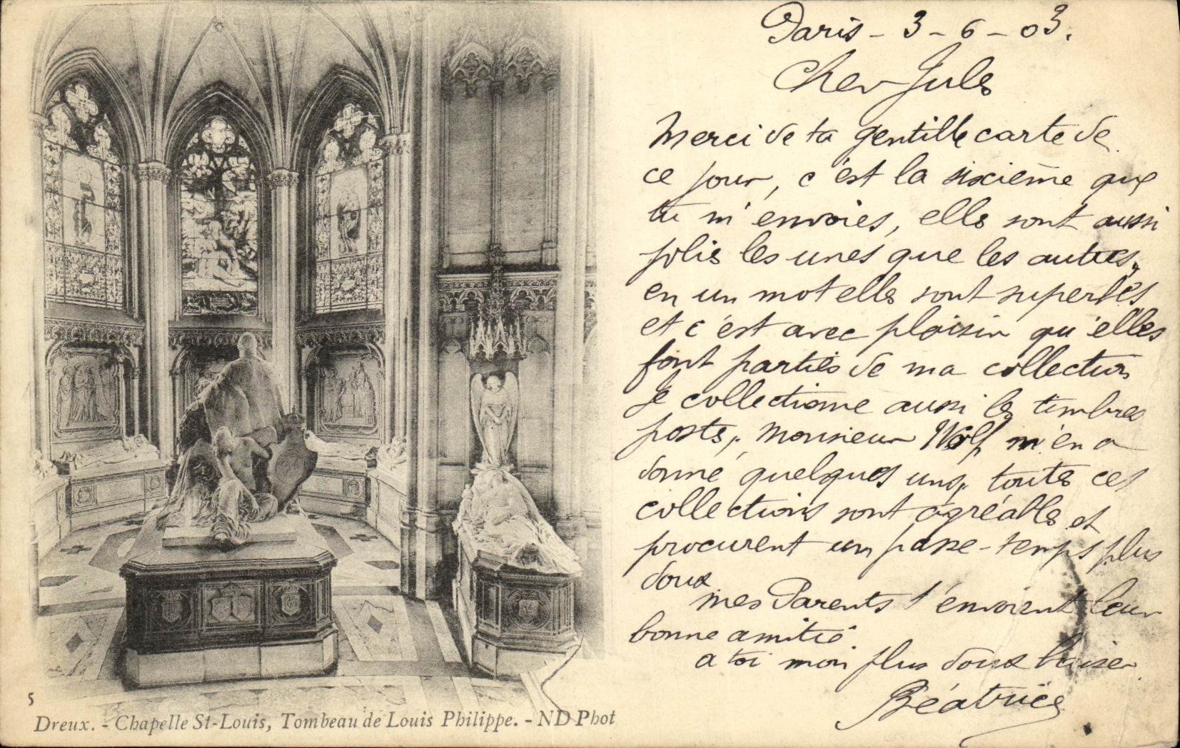 Tumba de Dreux La Chapelle St  Louis de la POSTAL de la VENDIMIA de Louis Felipe