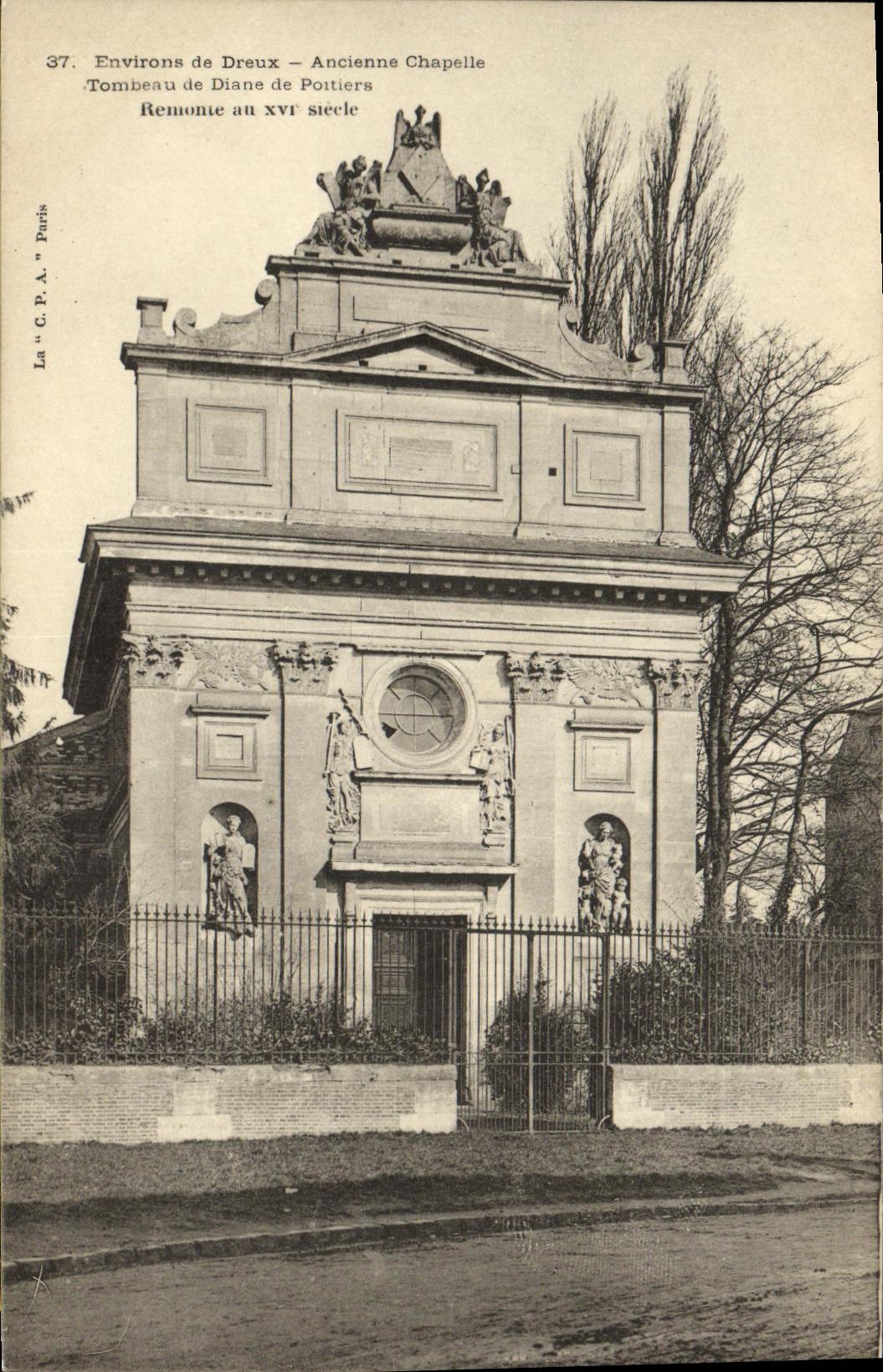 Castillo de la POSTAL de la VENDIMIA de la tumba vieja de la camara acorazada de Dreux de Diane de Potiers