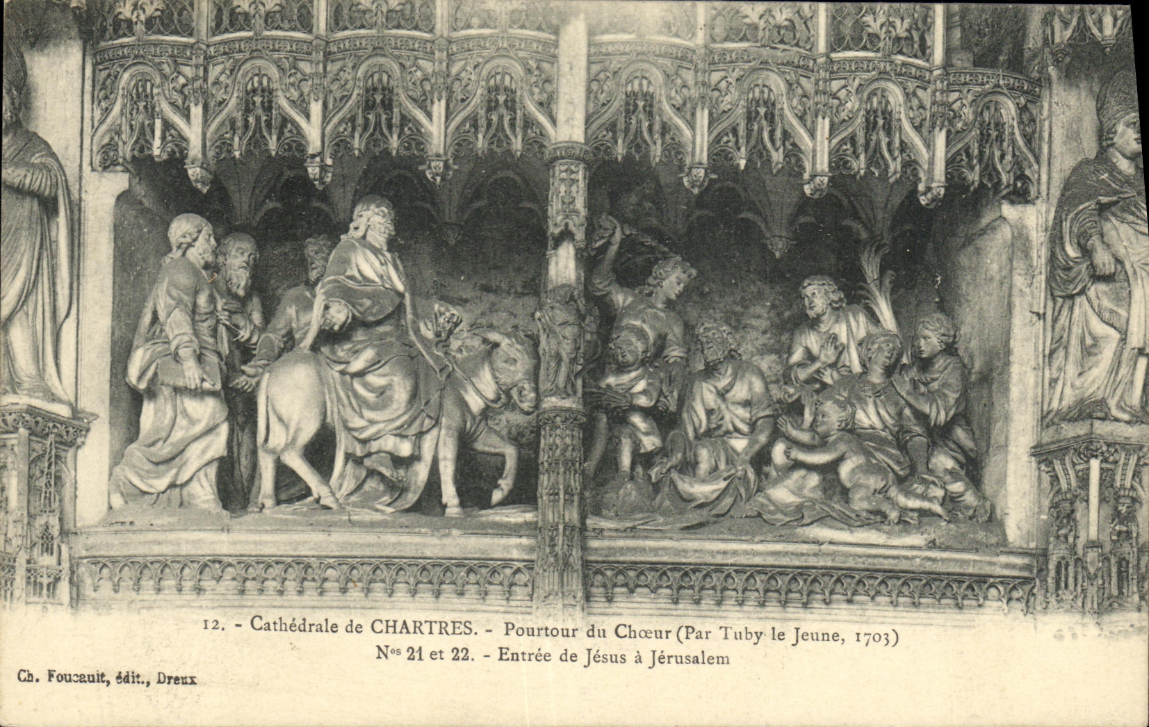 CPA Chartres Cathedrale de Pourtour du Choeur Entree de Jesus a Jerusaleme