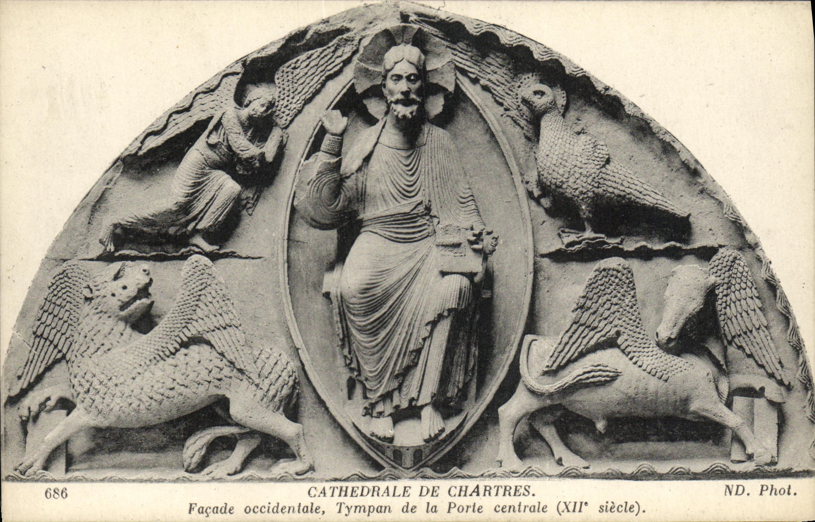 CPA Chartres Cathedrale Facade Occidentale Tympan de la Porte Centrale