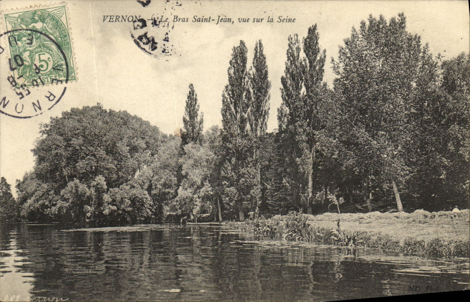 VINTAGE POSTCARD Vernon the Holy Arm Jean Seen on the Seine