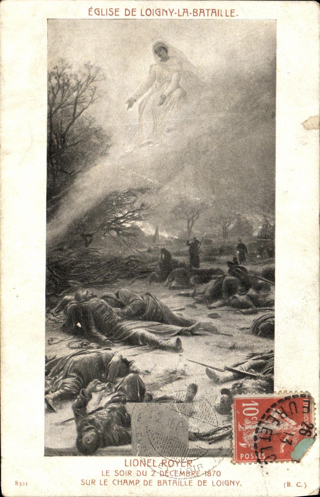 CPA Eglise De Loigny La Bataille Lionel Royer Le soir du 2 decembre 1870 sur le champ de bataille Militaria