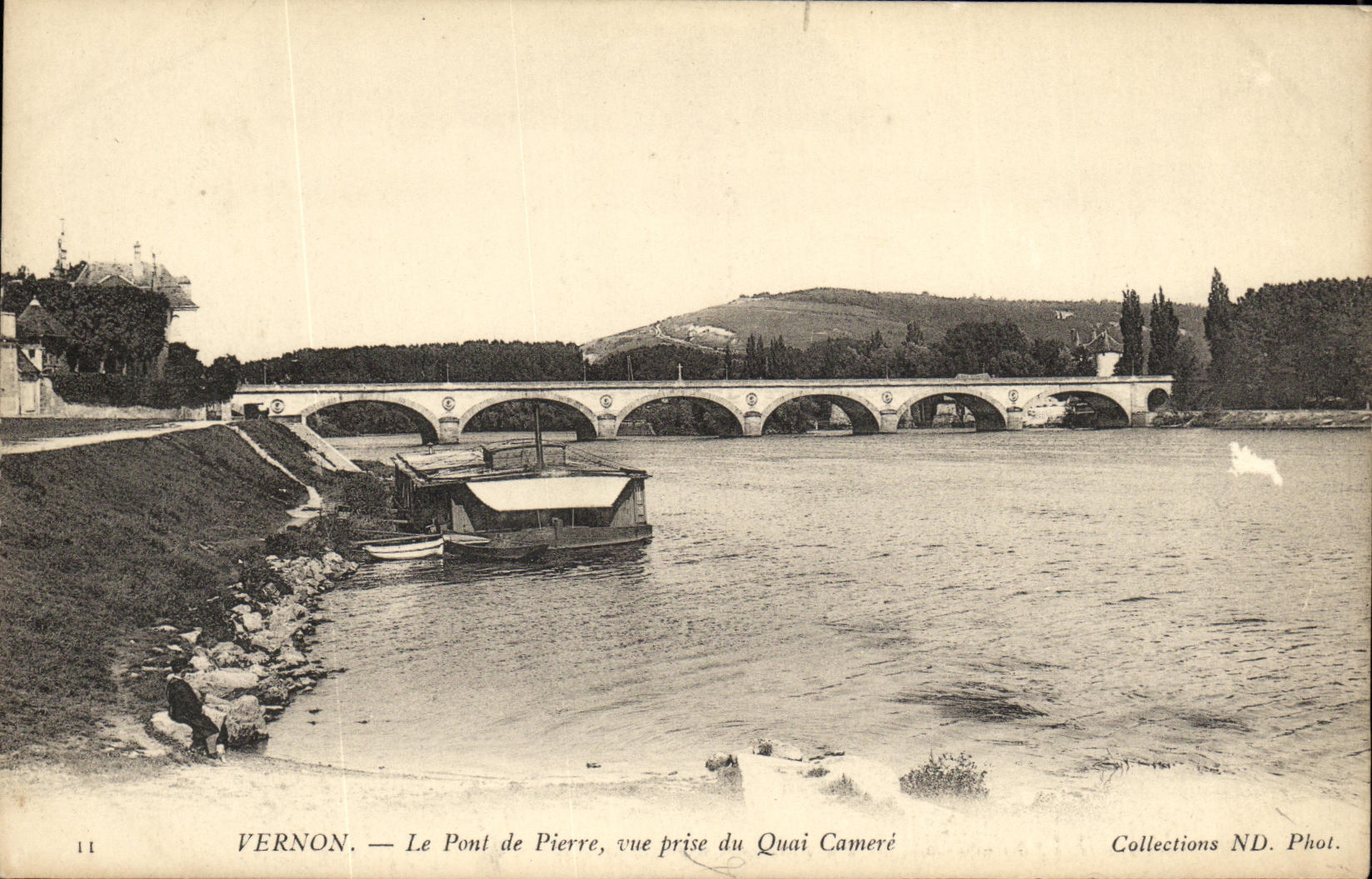 POSTAL Vernon de la VENDIMIA el puente de Pedro vista del Camere Quay
