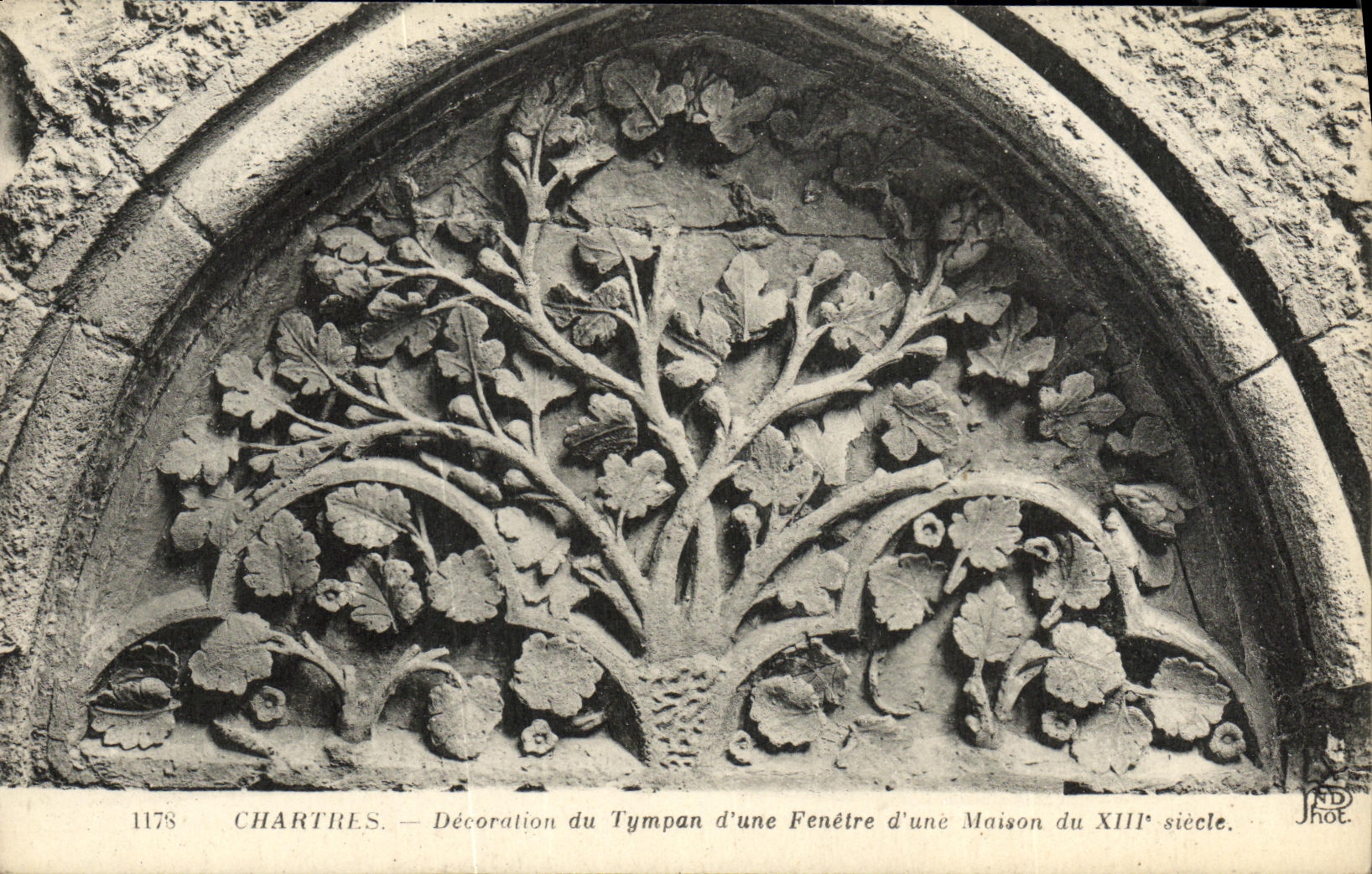 CPA Cathedrale de Chartres Decoration du Tympan d une Fenetre d une maison du 13eme