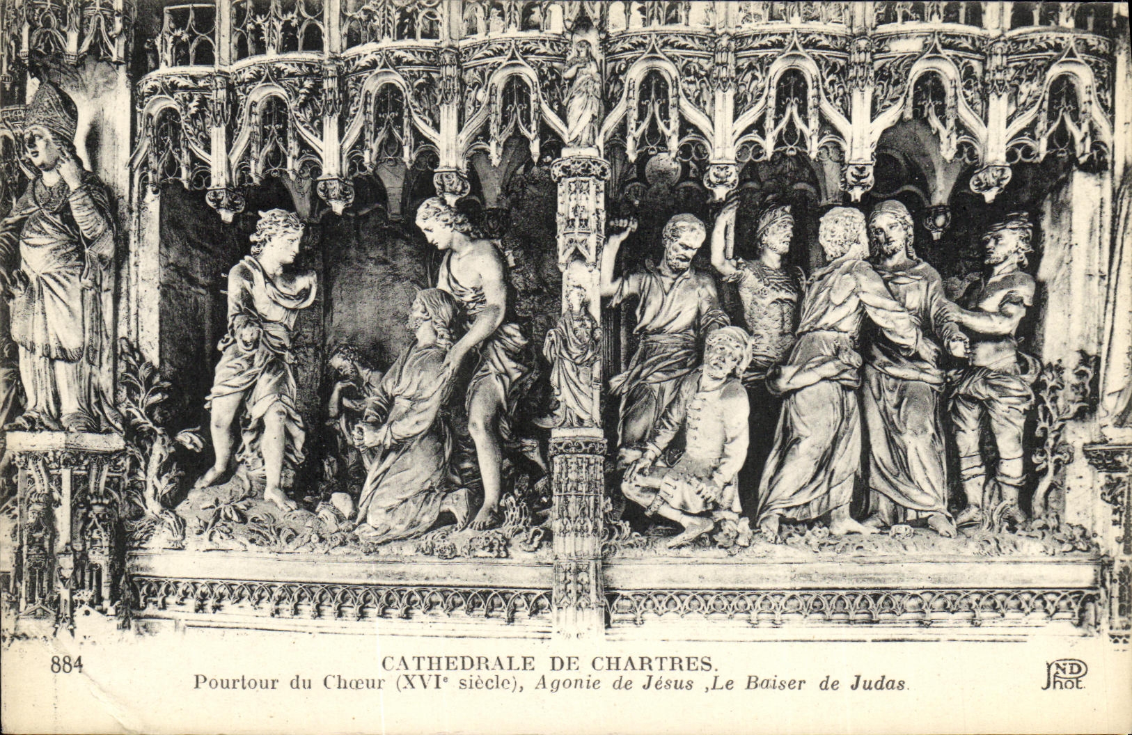 CPA Cathedrale de Chartres Pourtour du Choeur Agonie de Jesus Le baiser de Judas