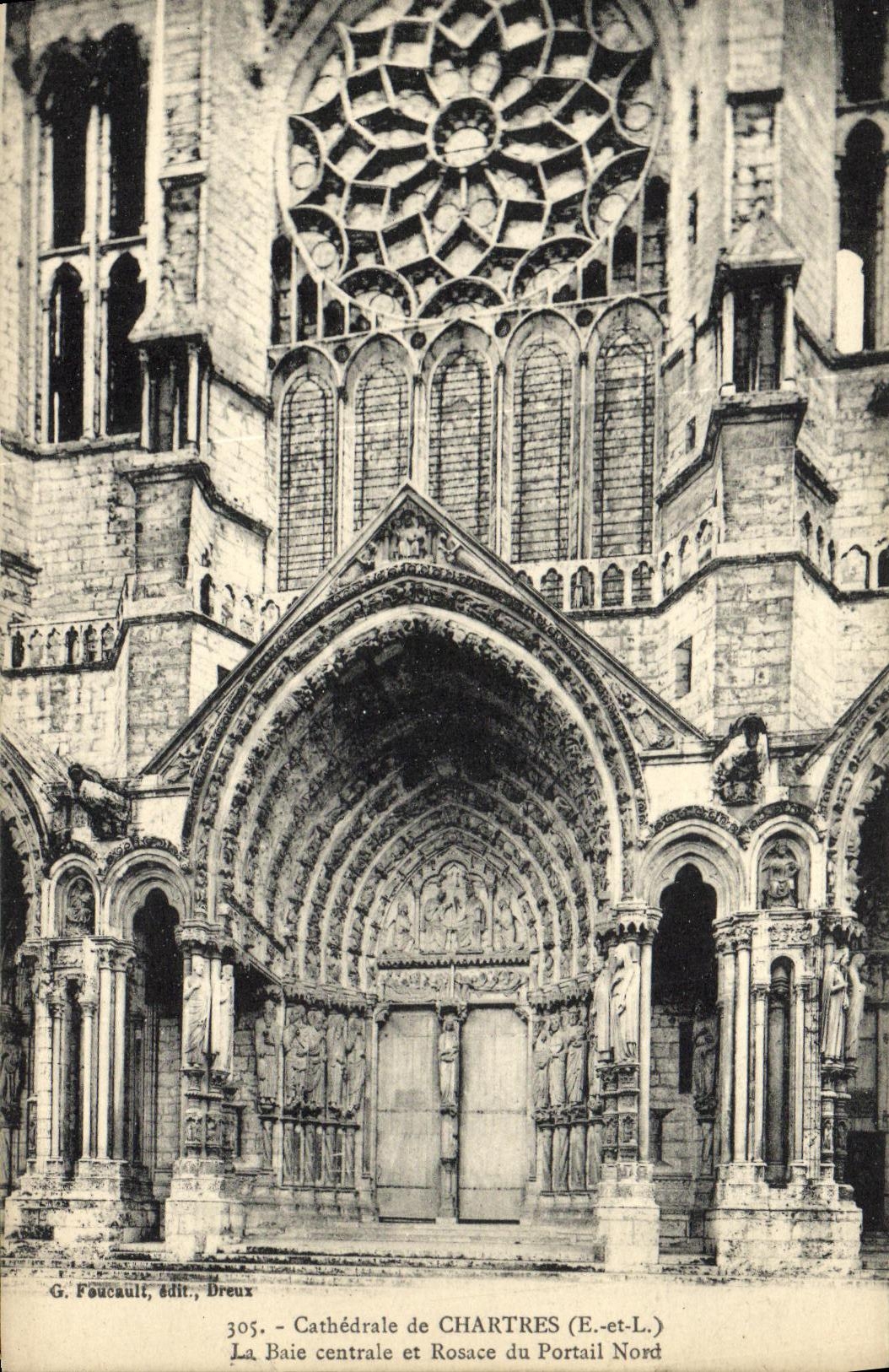 CPA Cathedrale de Chartres La Baie Centrale et Rosace du Portail Nord