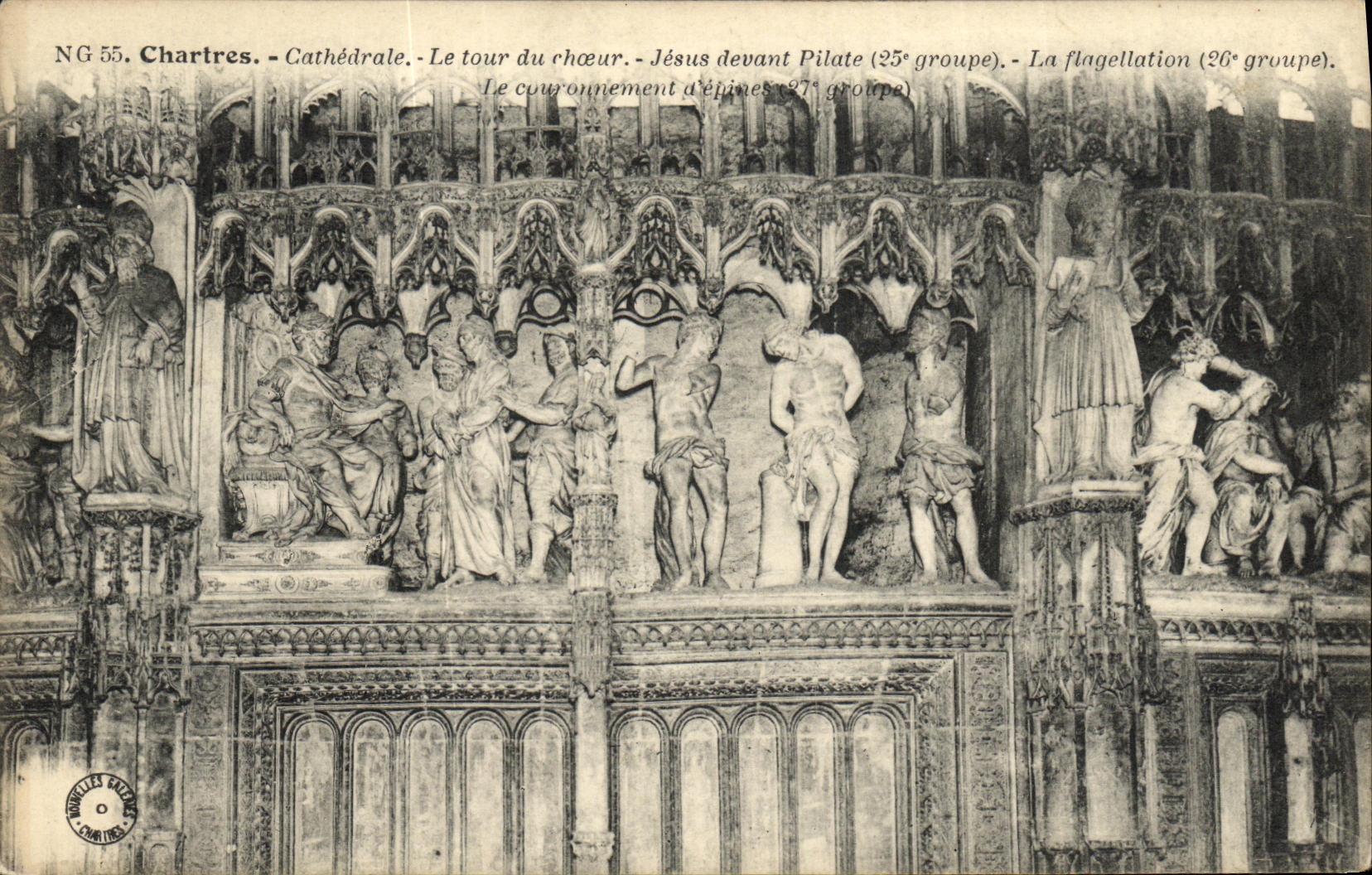 CPA Cathedrale de Chartres Le tour du choeur Jesus devant Pilate La flagellation