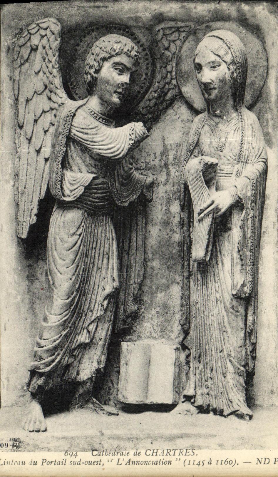 CPA Cathedrale de Chartres Linteau du portail Sud Ouest L Annonciation 