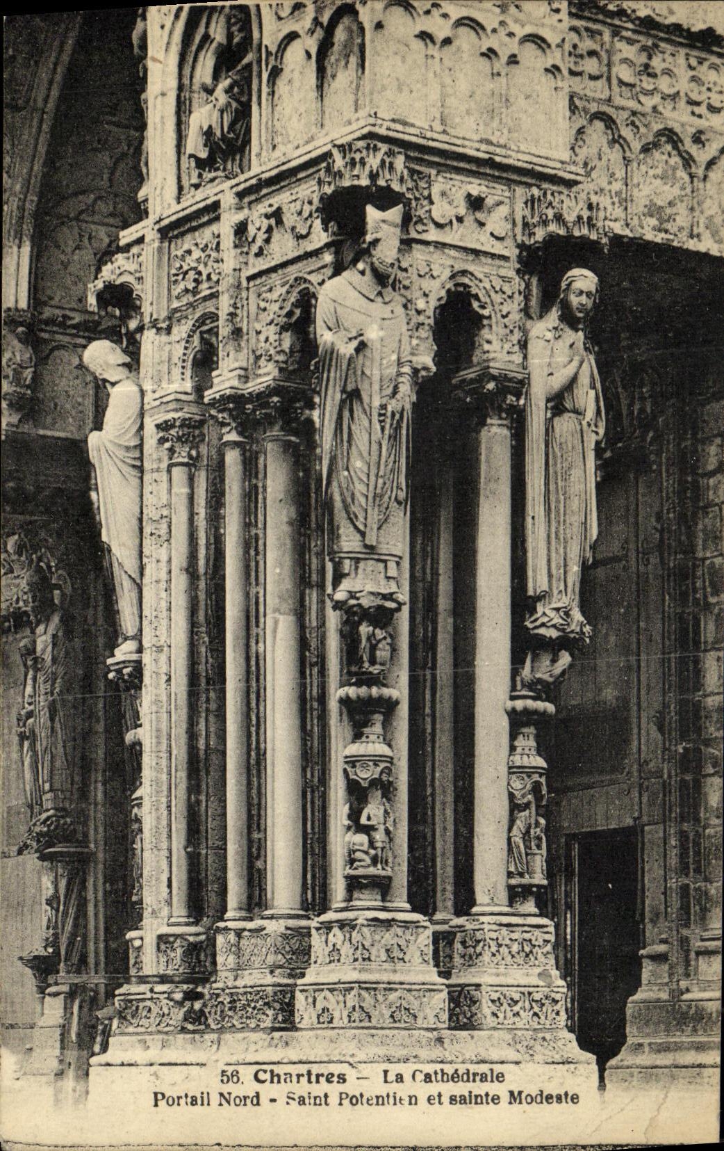 CPA Cathedrale de Chartres Portail Nord Saint Potentien et sainte Modeste