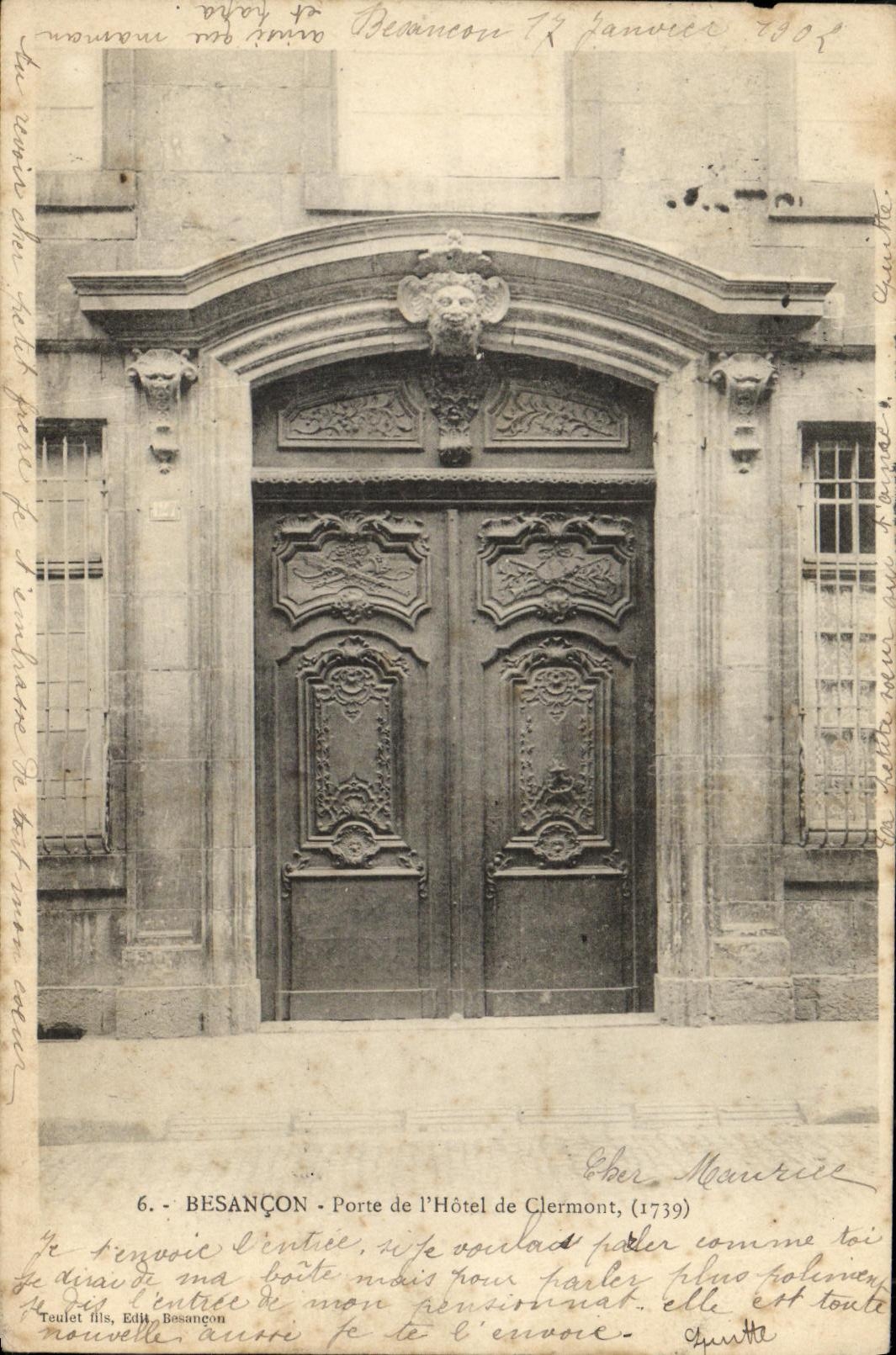 CPA Besancon Porte de L Hotel du Clermont 1739