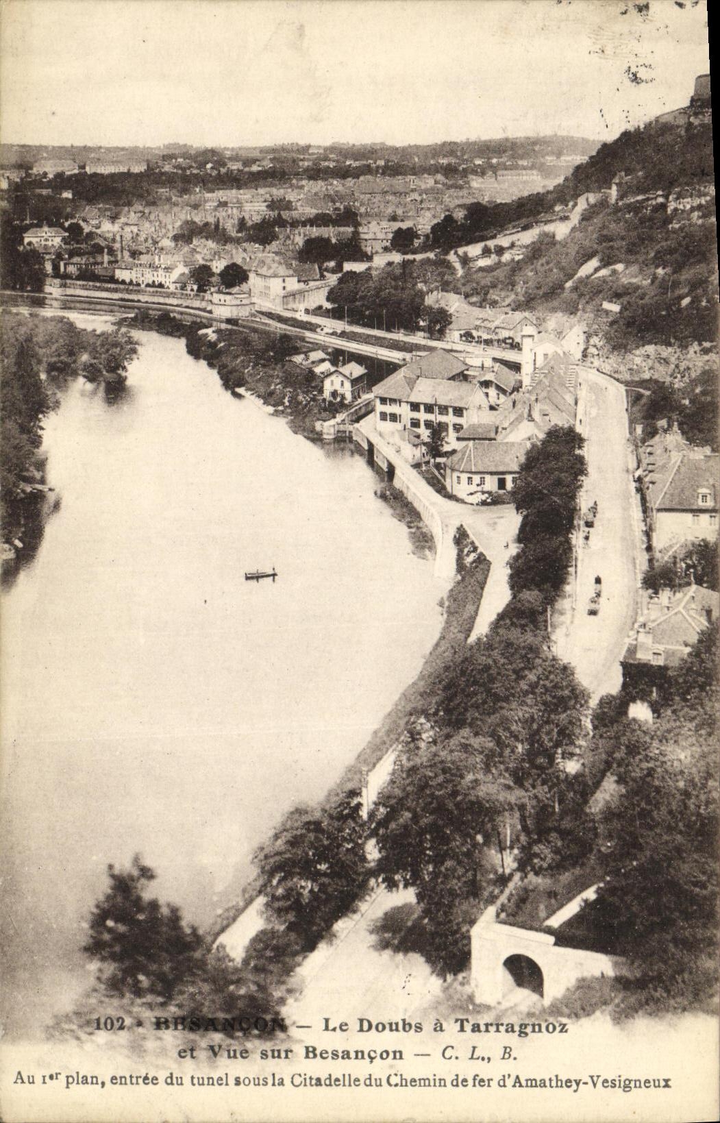 CPA Le Doubs a Tarragnoz et Vue sur Besancon 