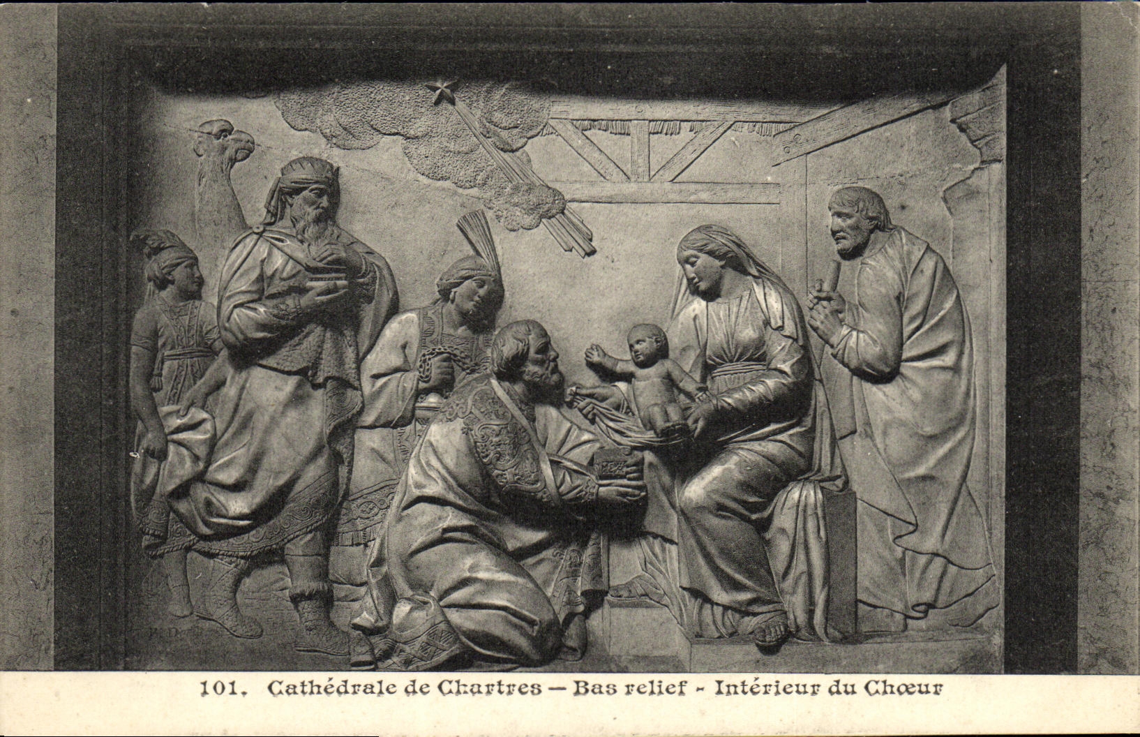 CPA Chartres Cathedrale de Bas Relief Interieur du choeur