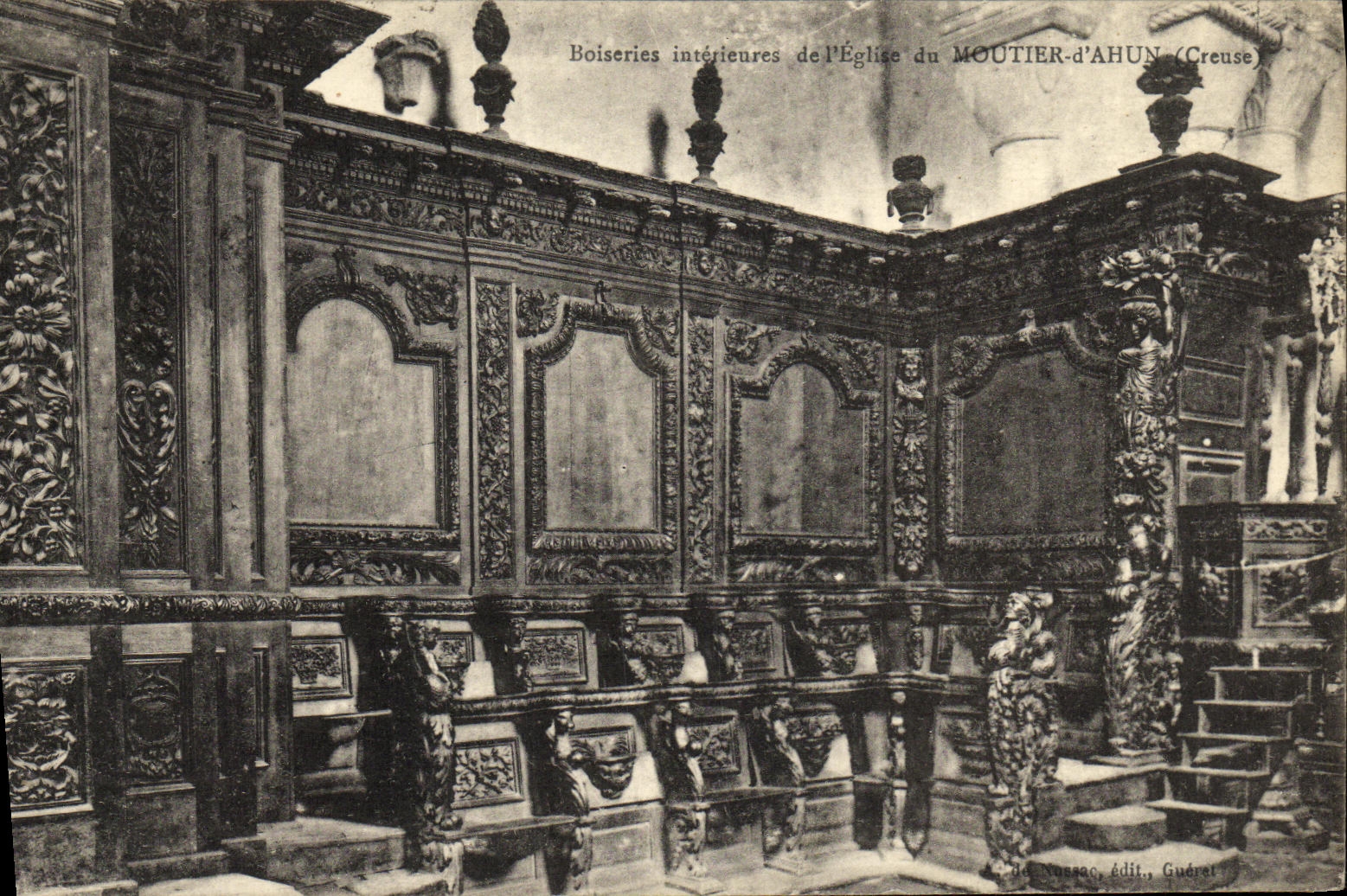 CPA Moutier d Ahun Boiseries interieures de l Eglise
