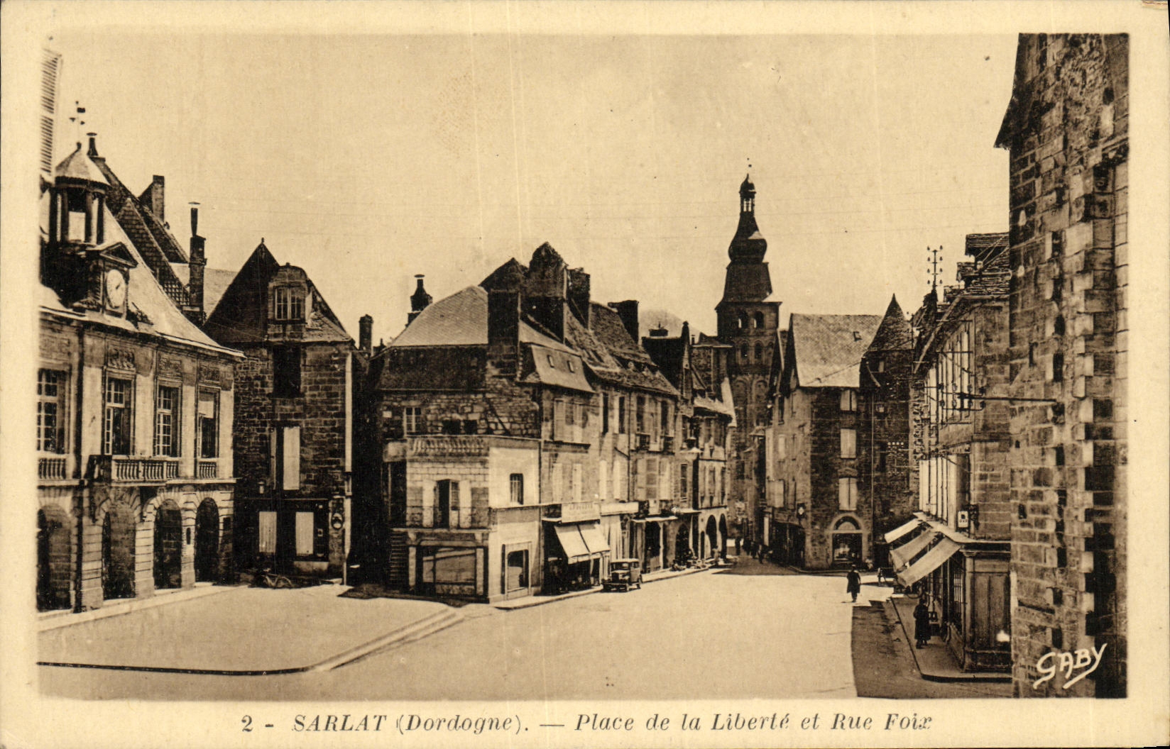 VINTAGE POSTCARD Sarlat Places Freedom and Street Foix