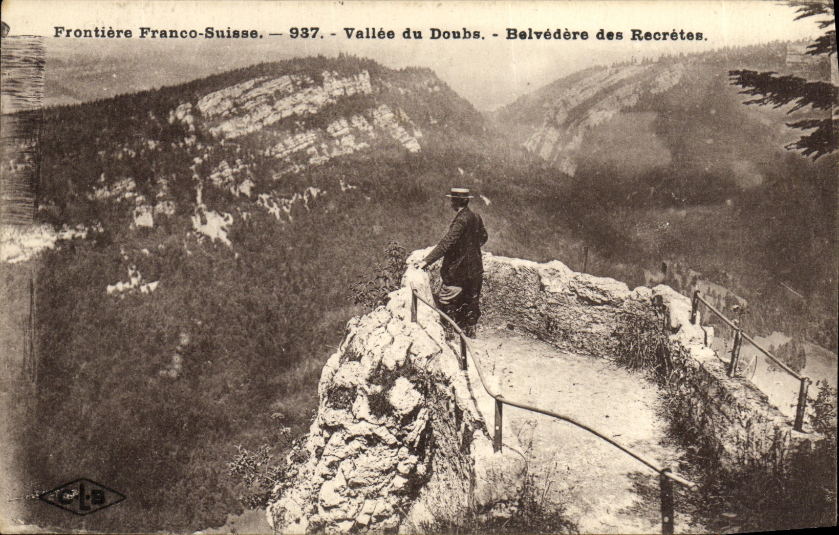 CPA Frontiere Franco Suisse Vallee du Doubs Belvedere des Recretes