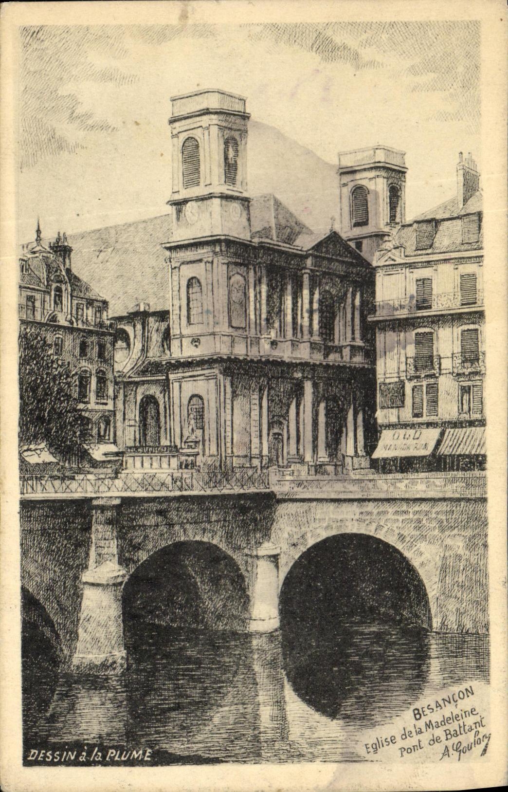 CPA Besancon Eglise de la Madeleine pont de Battant