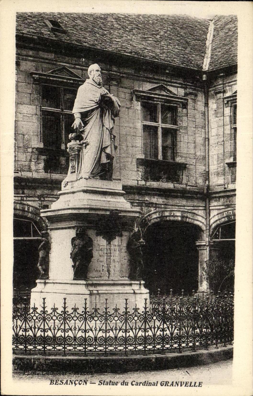 CPA Besancon Statue du Cardinal Granvelle
